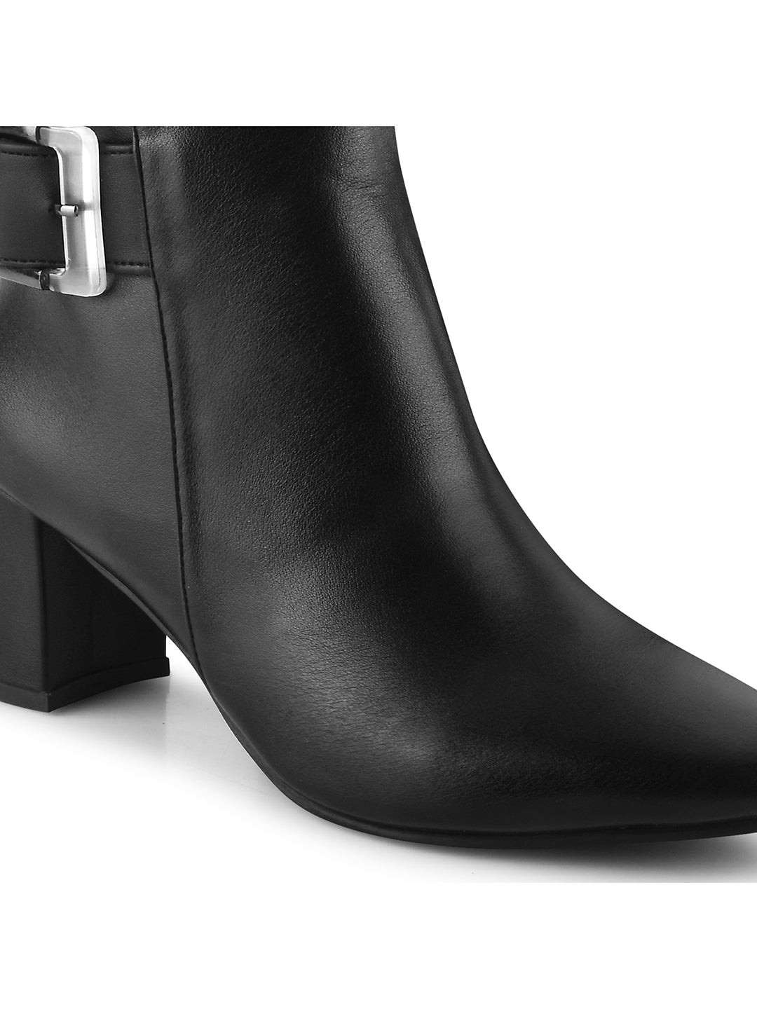 Black Ankle Length Block Heel Boots