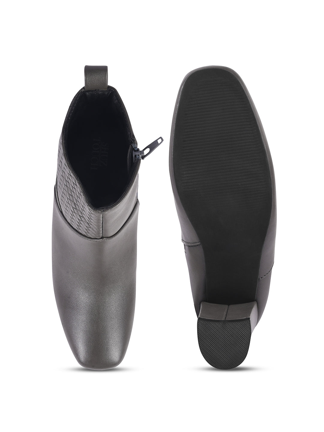 Textured Mid-Length Heel Boots