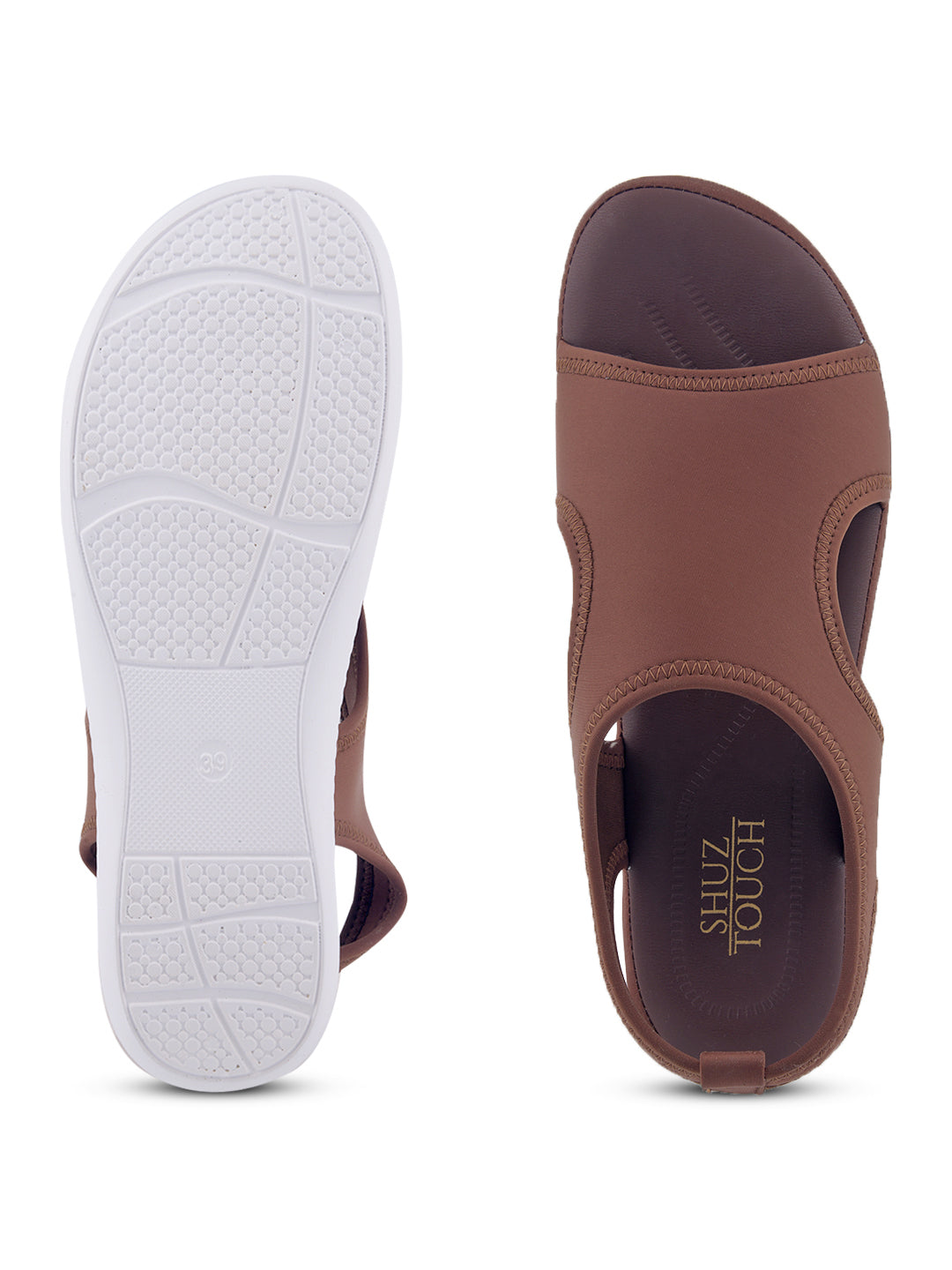 Women Brown Open Toe Flats