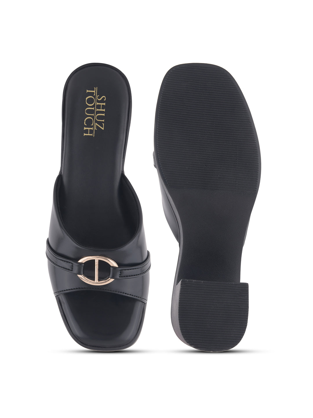 Black Block Heel Sandals