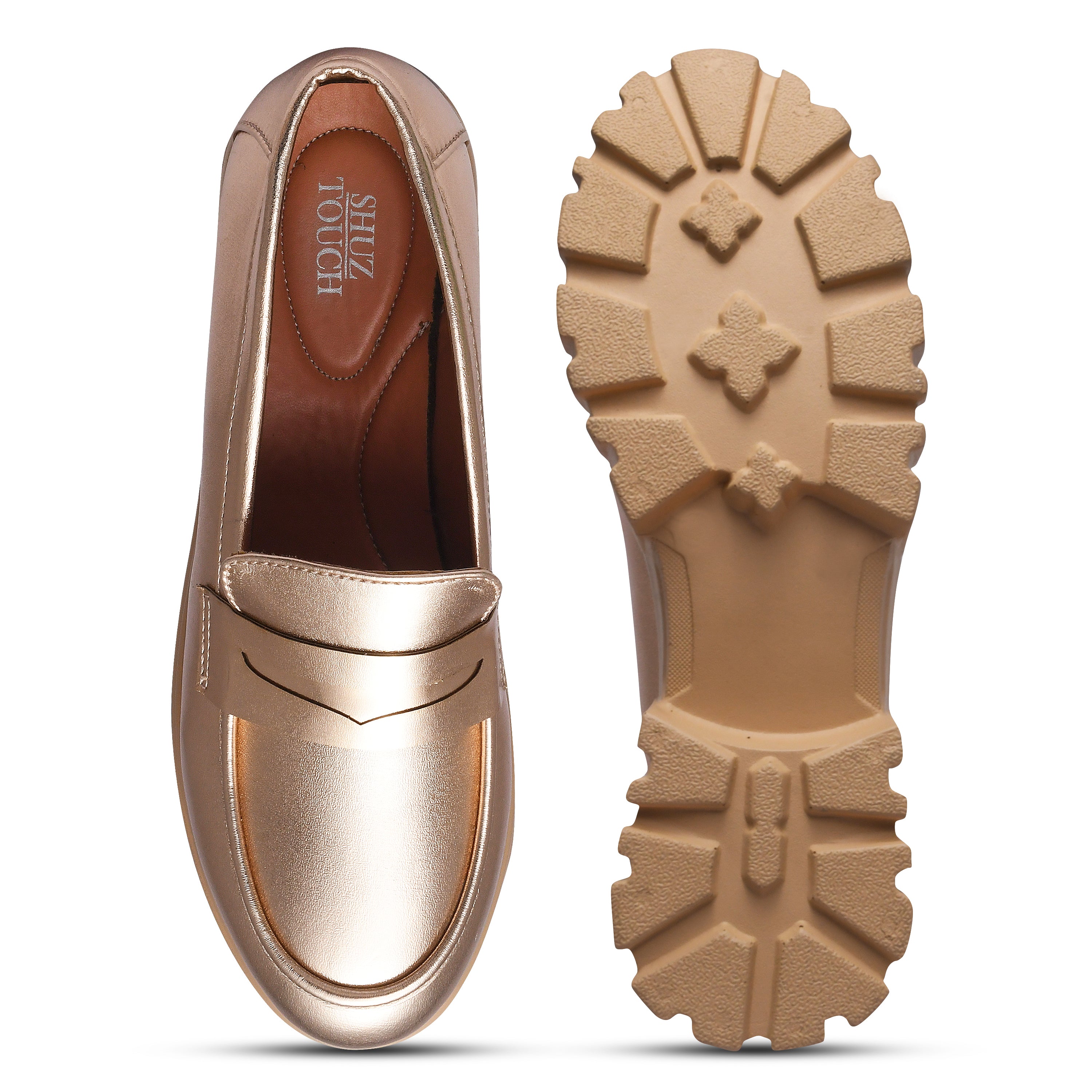 Women Round Toe Comfort Insole Lightweight Heeled Loafers