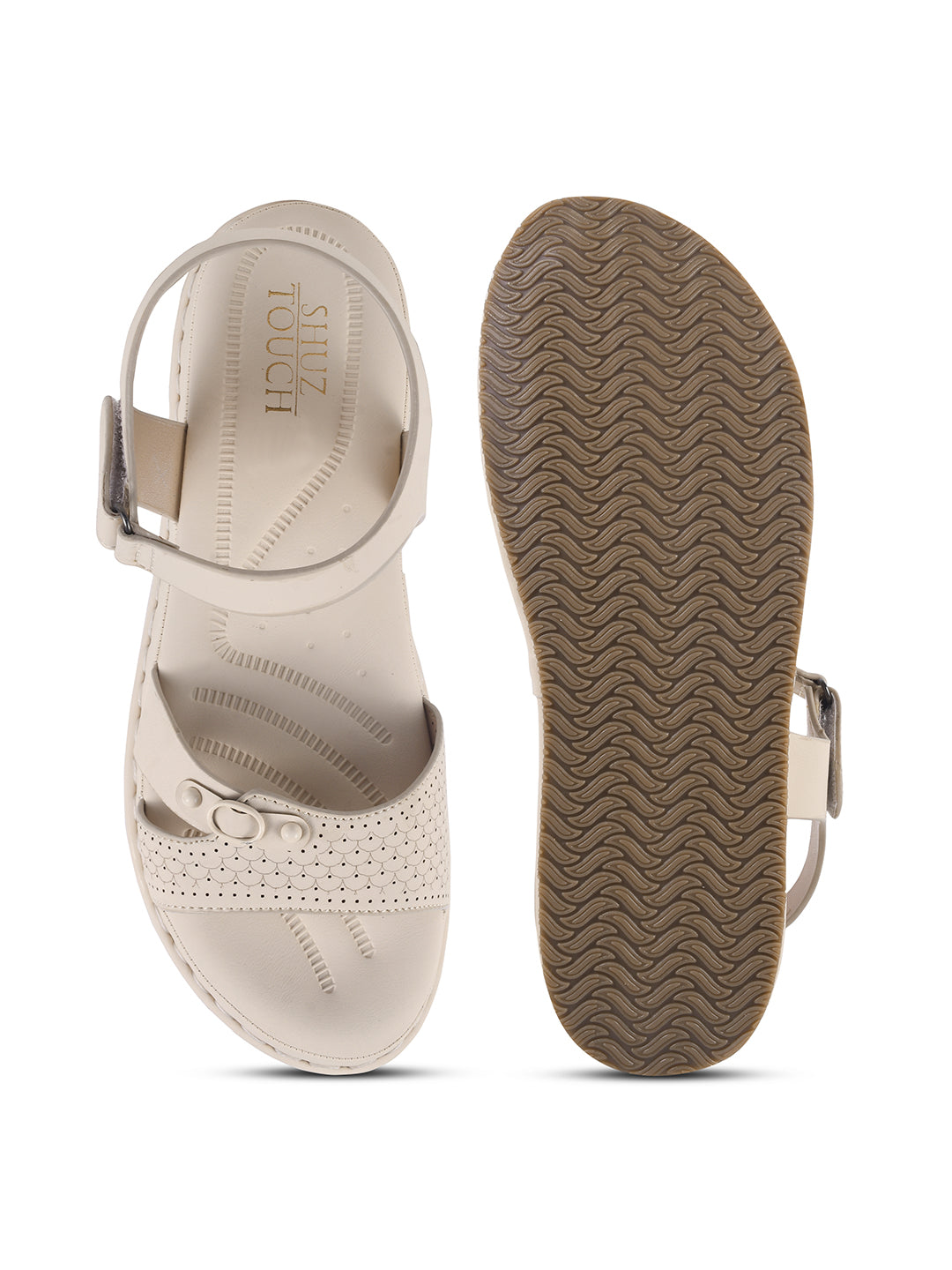 Women Laser Cutwork Ankle Strap Sandals