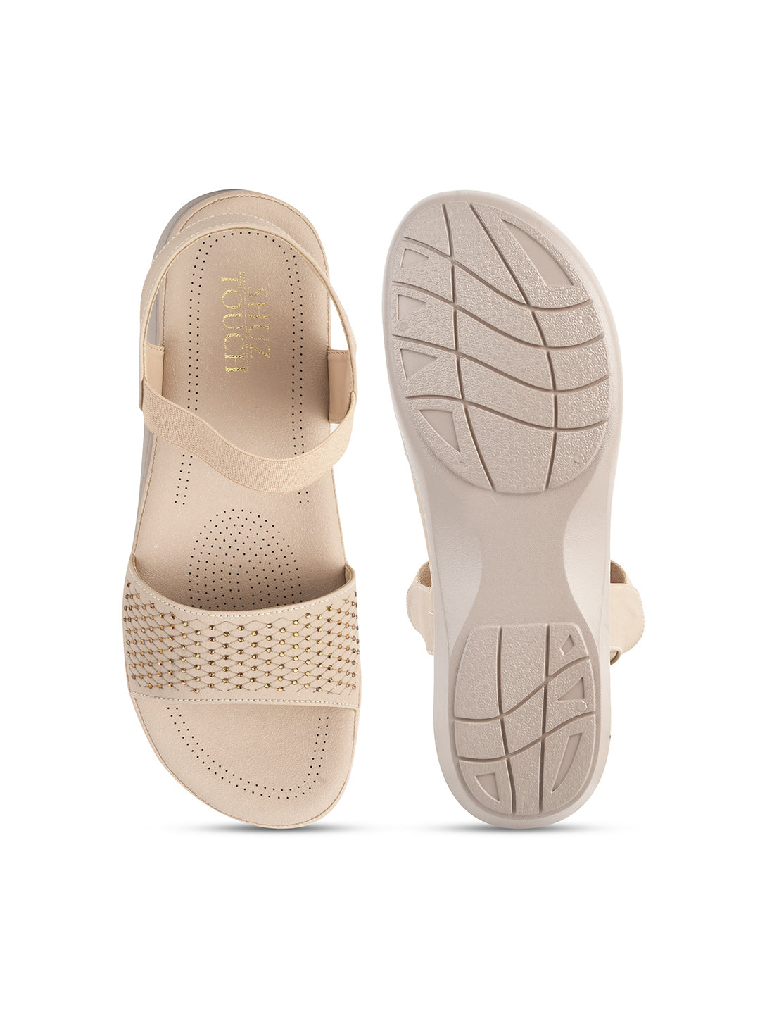 Embellished Open Toe Comfort Heel With Backstrap