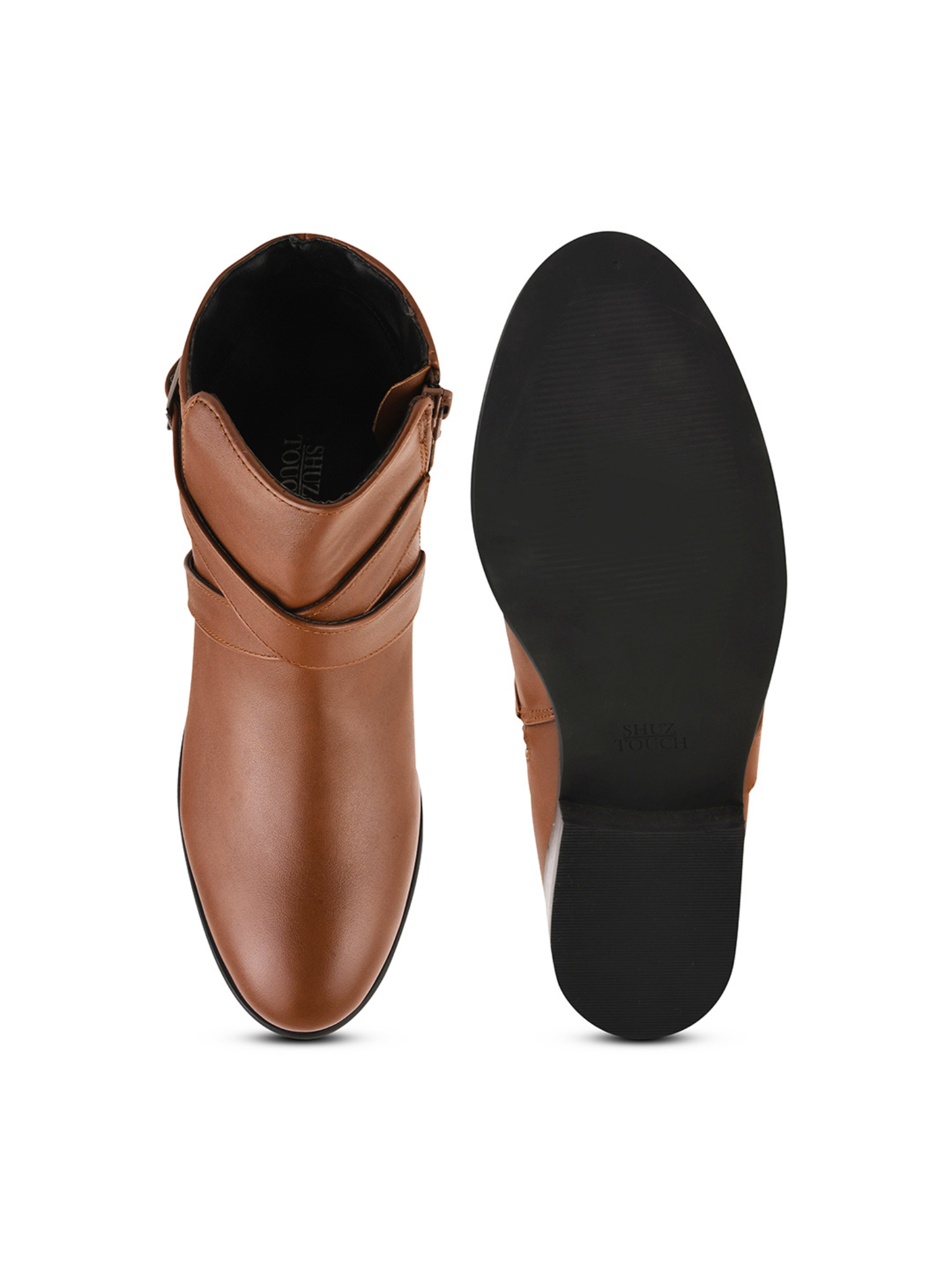 Women Heeled Buckle Detail Mid-Top Regular Boots