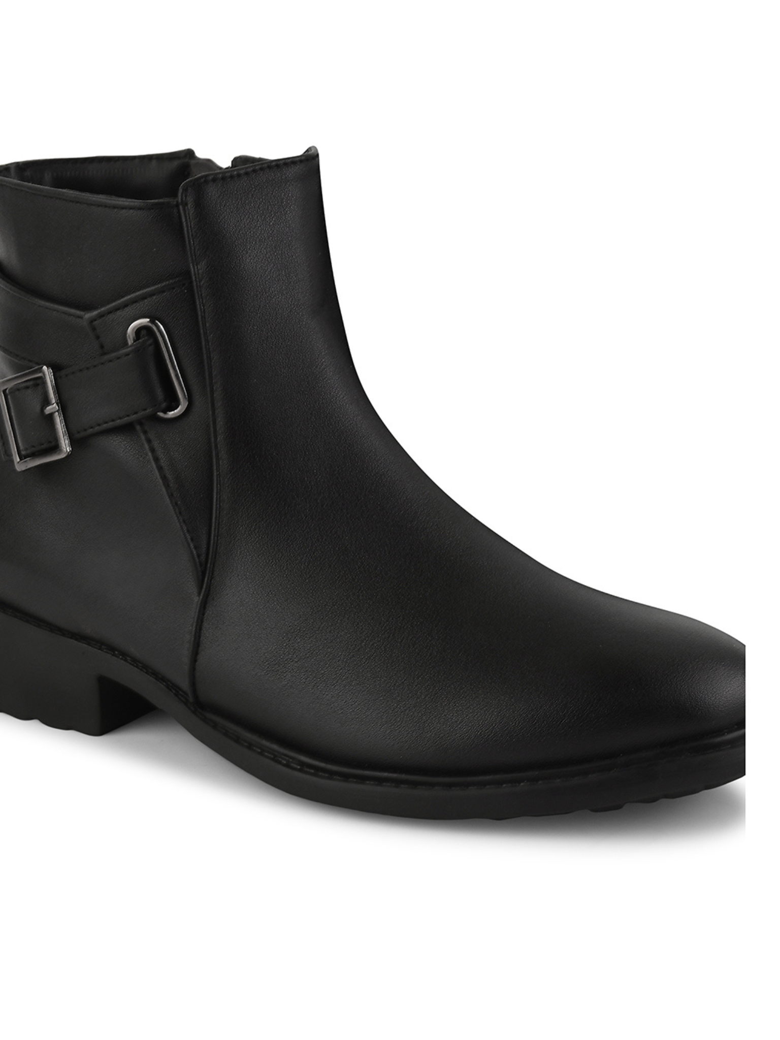 Women Buckled Block-Heeled Regular Boots
