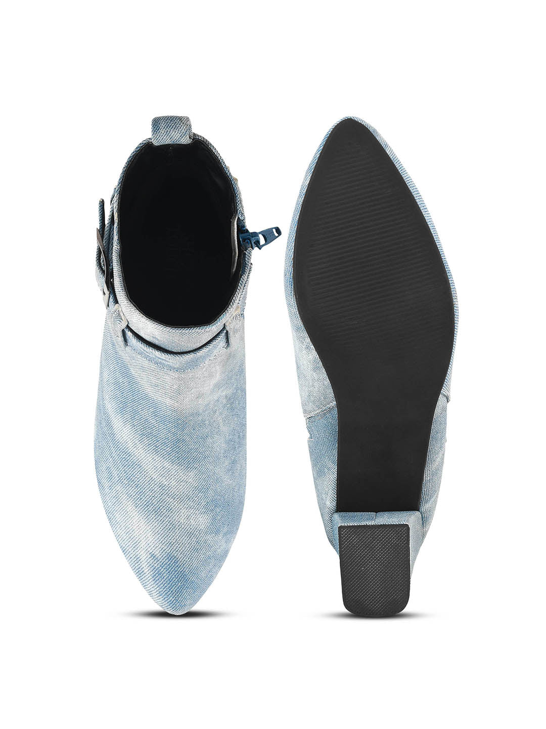 Denim Block Heel Casual Boots