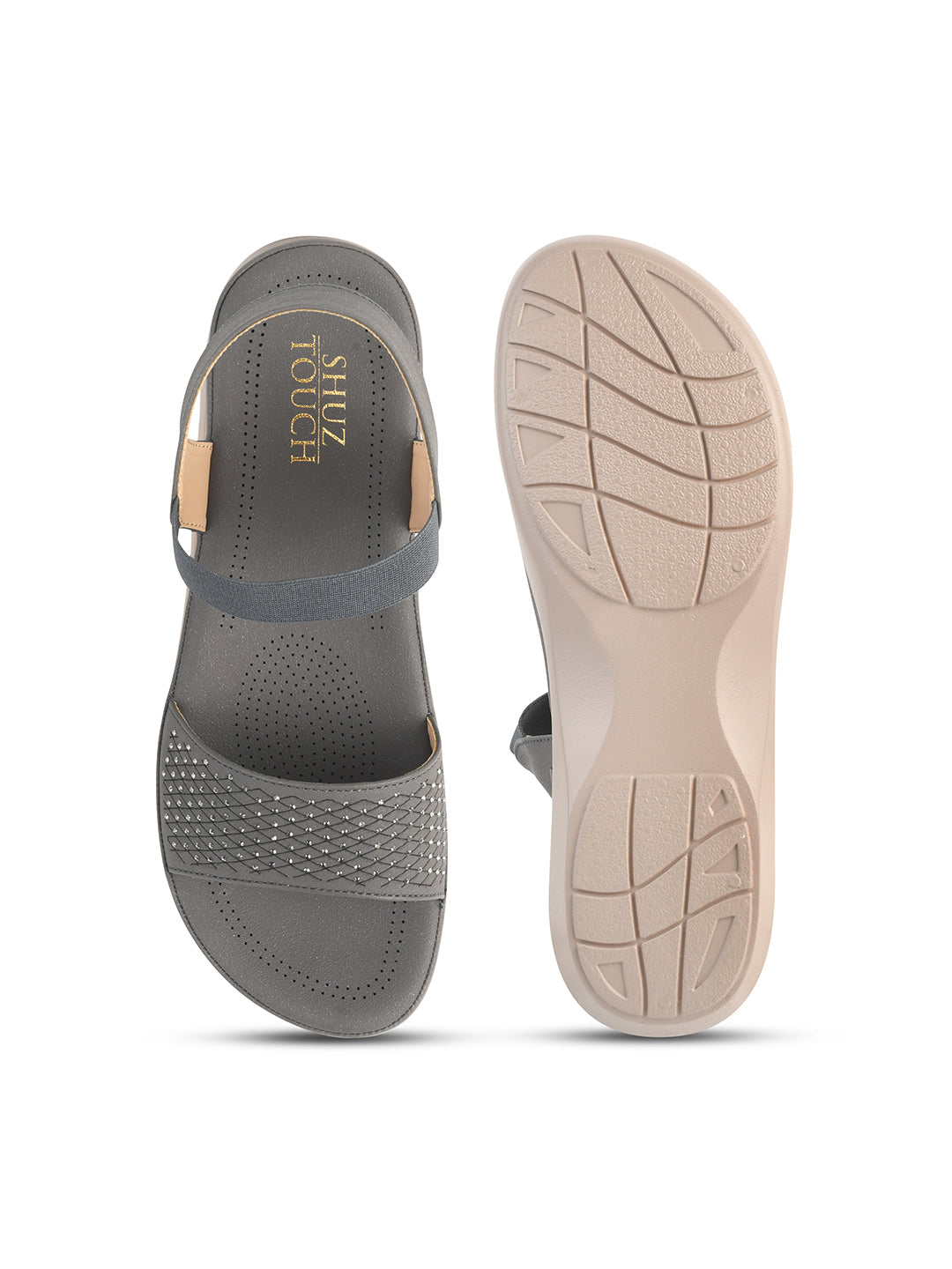 Embellished Open Toe Comfort Heel With Backstrap