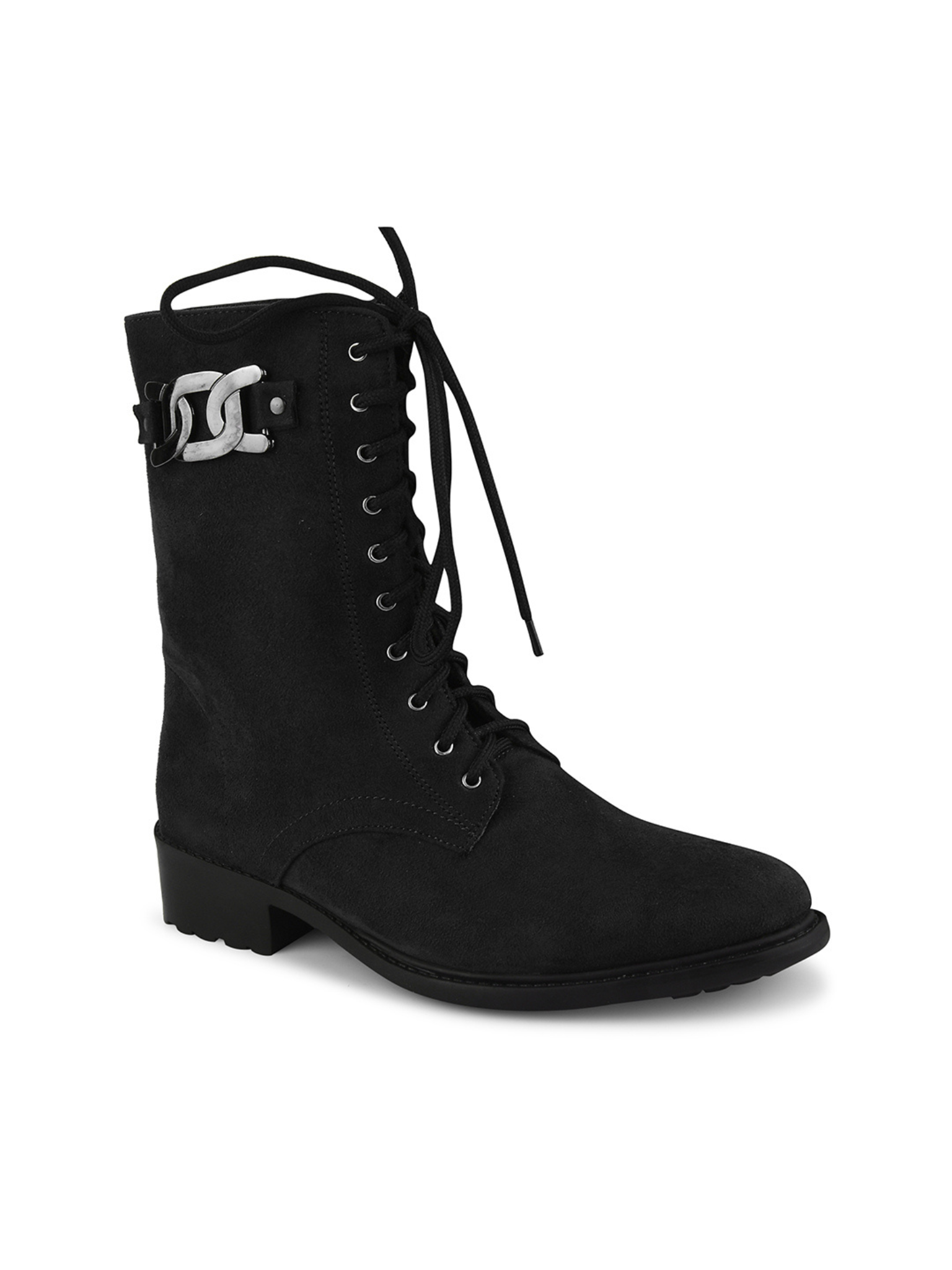 Women High Top Suede Block Heel Regular Boots