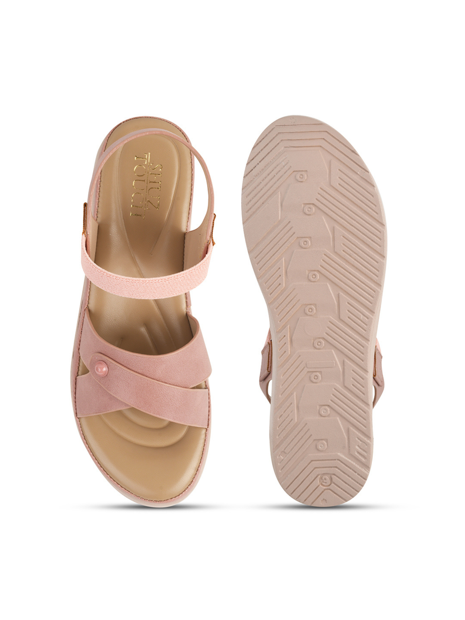 Women High-Top Peach Wedge Sandals