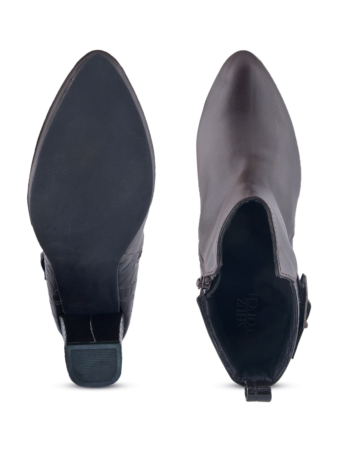 Women Croc-Textured Casual Boots