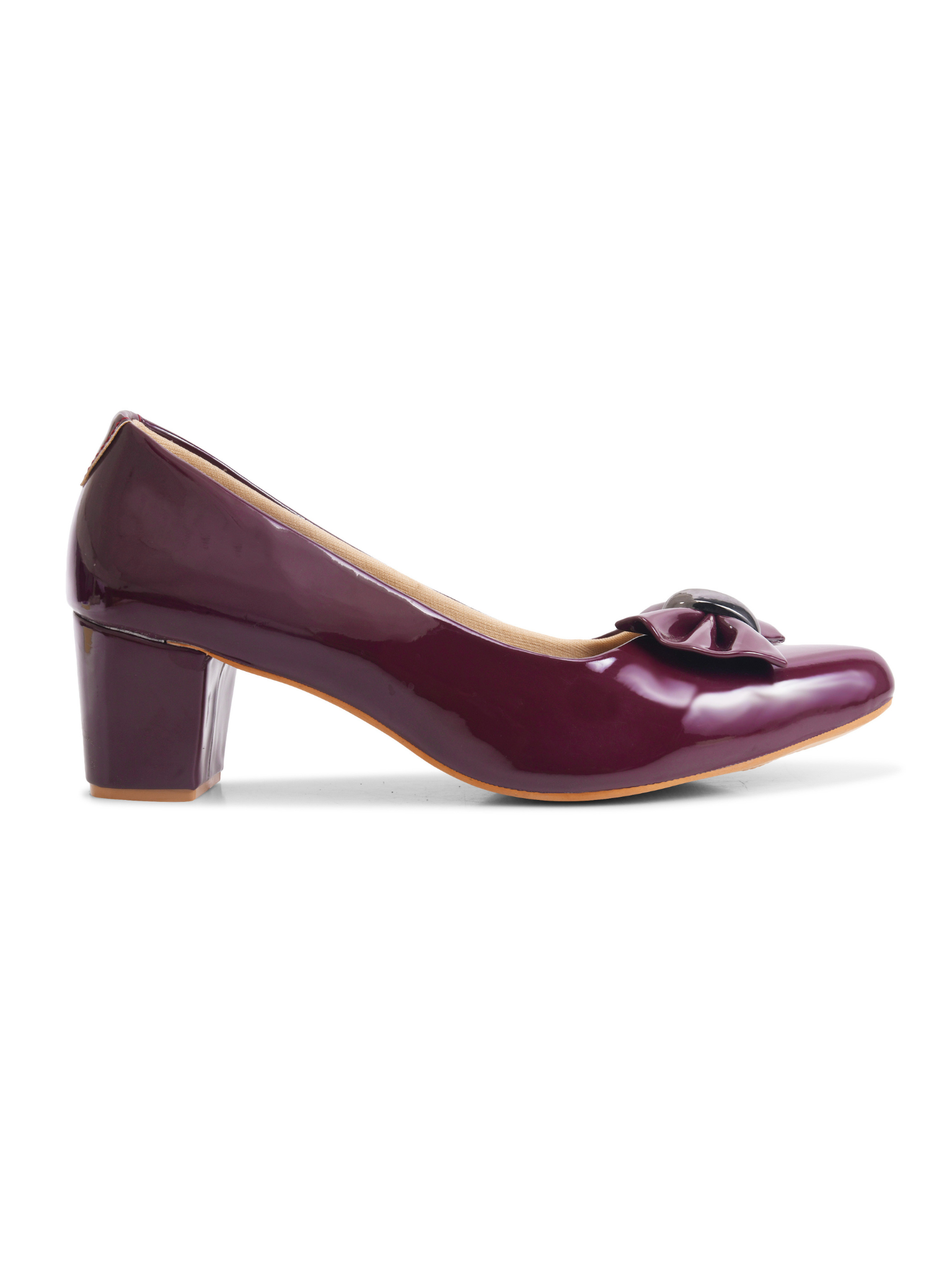 Women Block Heel Cherry Embellished Pumps Heels