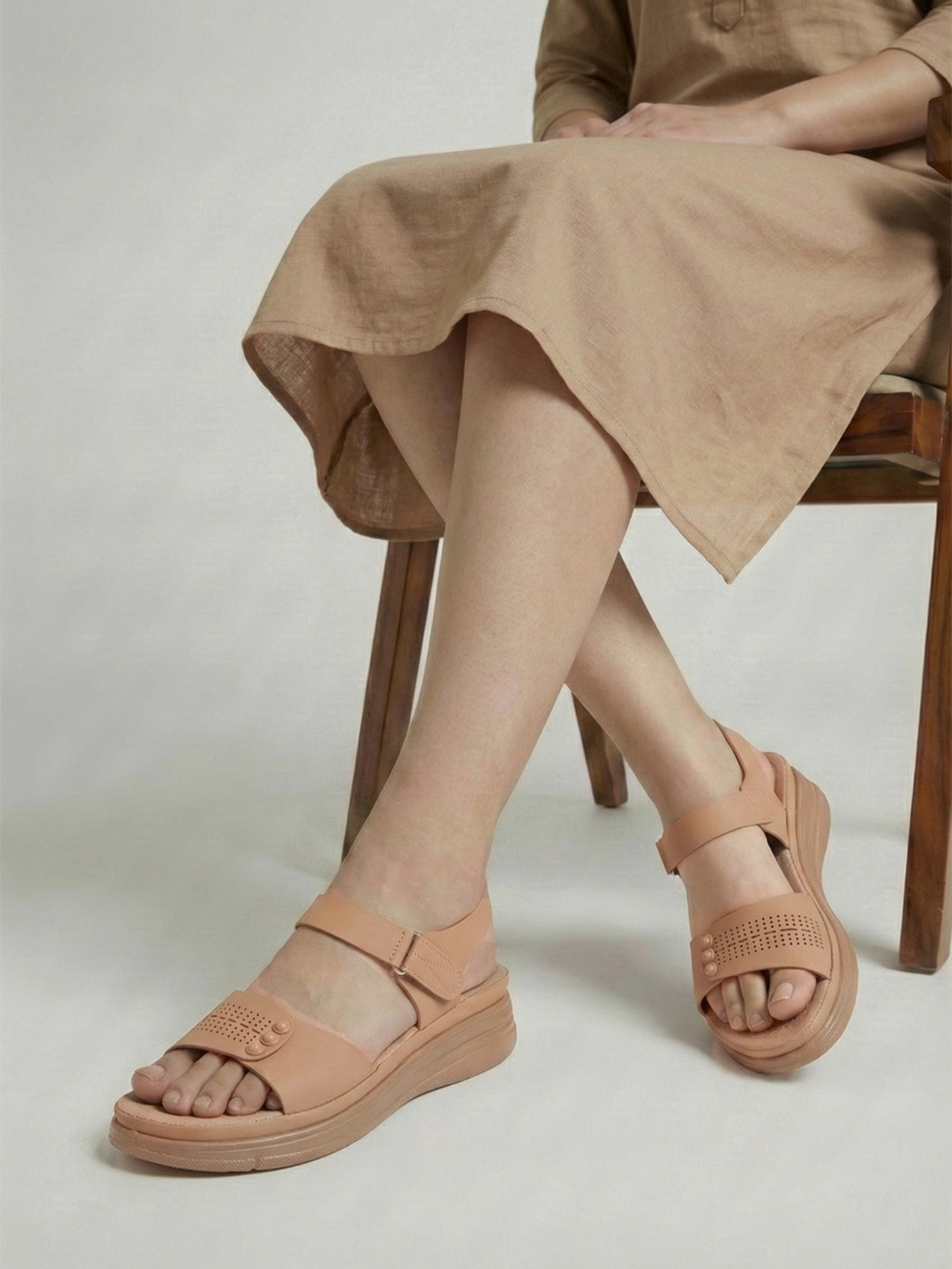 Women Khaki Comfort Sandals