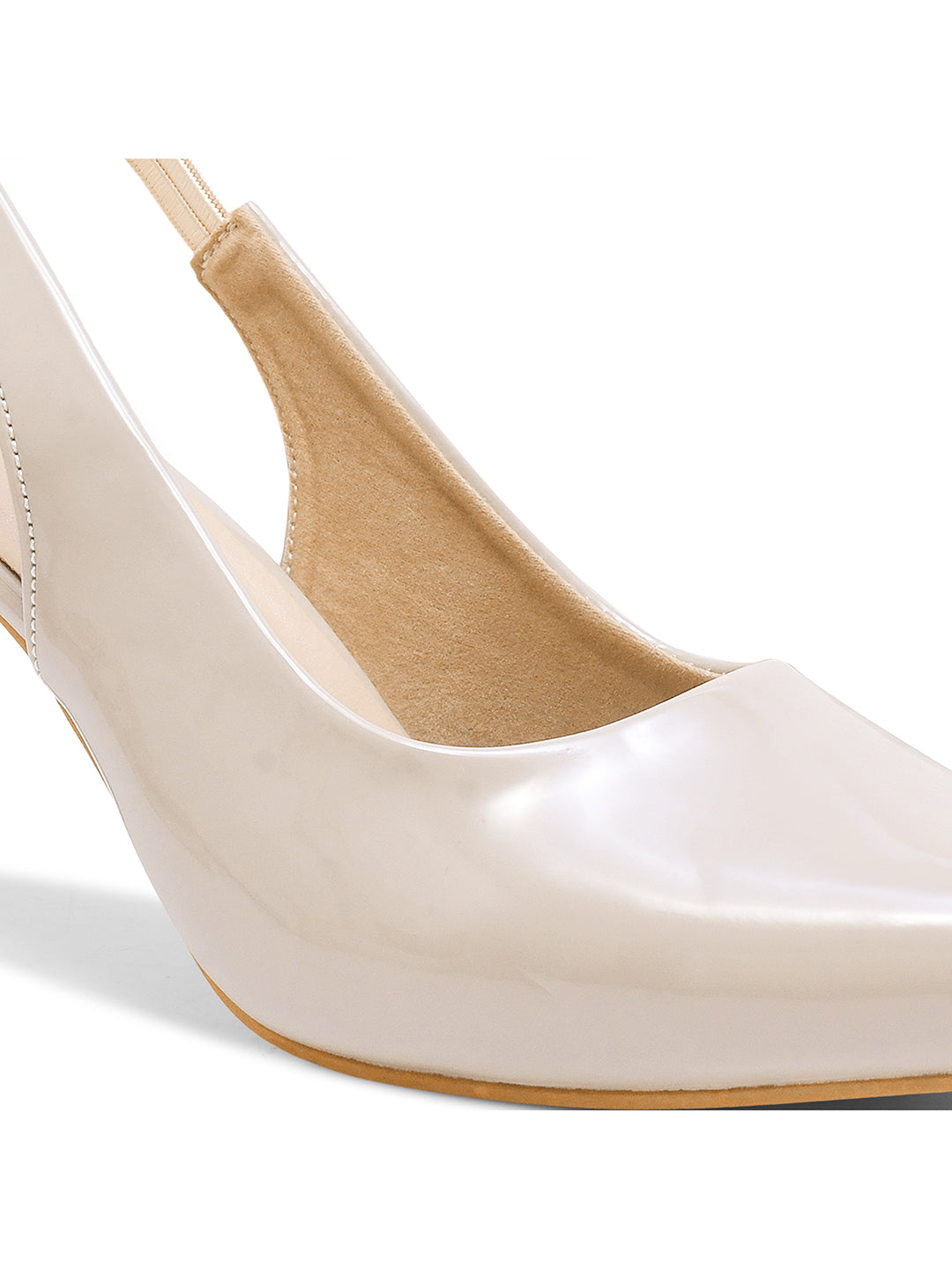 Beige Slingback Stiletto Heels