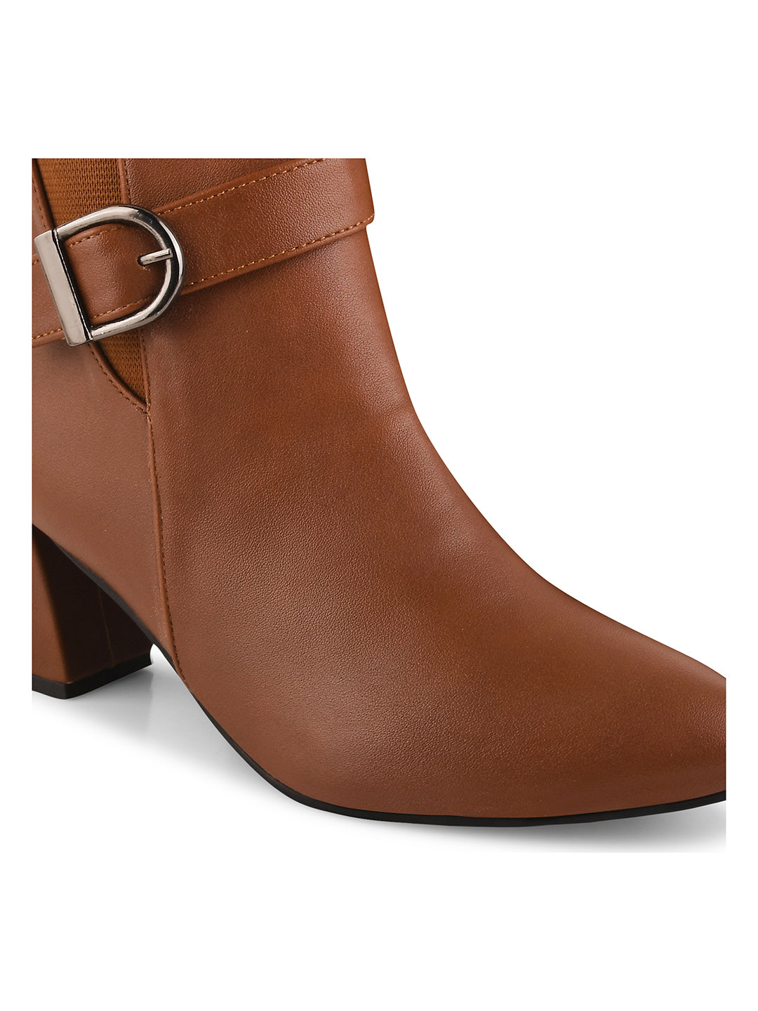 Women Pointed-Toe Block-Heeled Zip-Up Boots