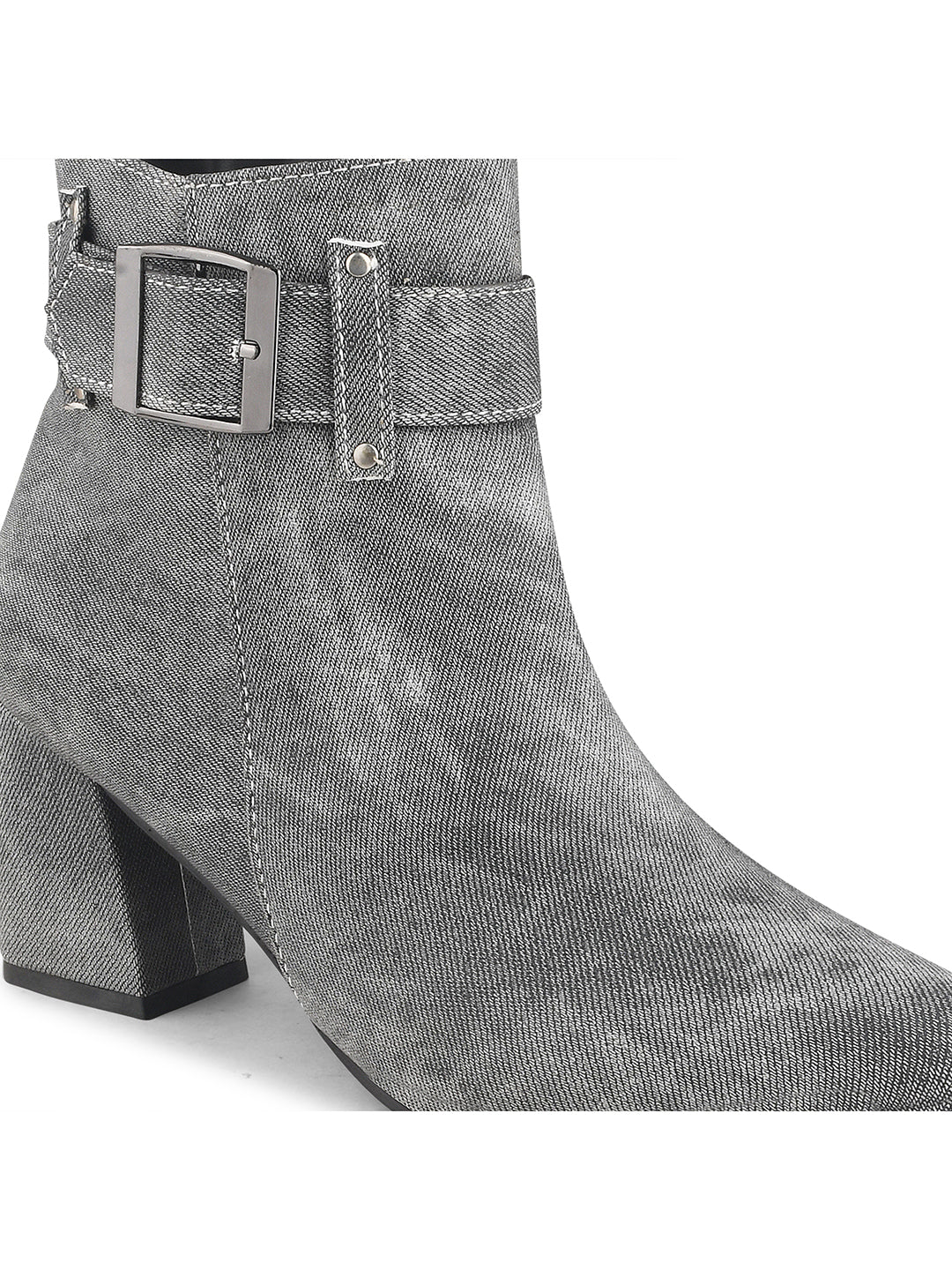 Denim Block Heel Casual Boots