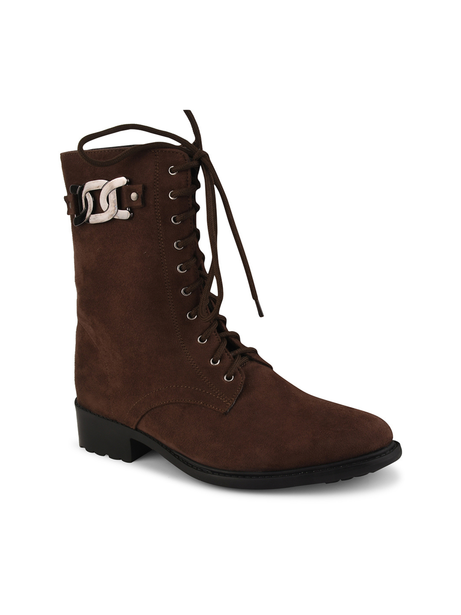 Women High Top Suede Block Heel Regular Boots