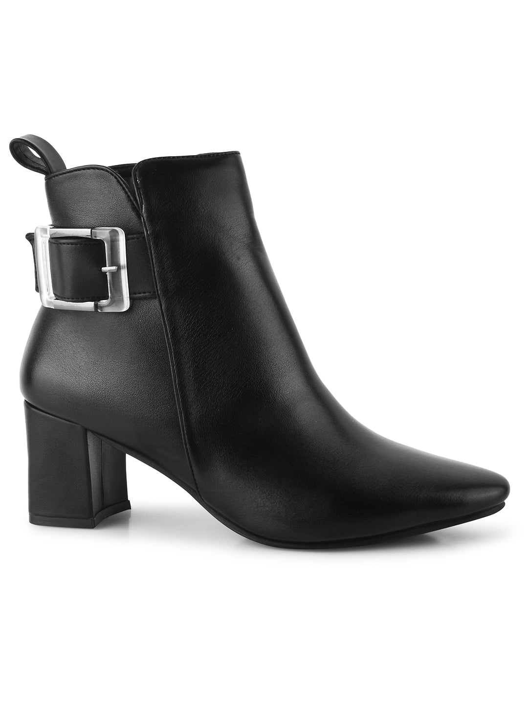 Black Ankle Length Block Heel Boots