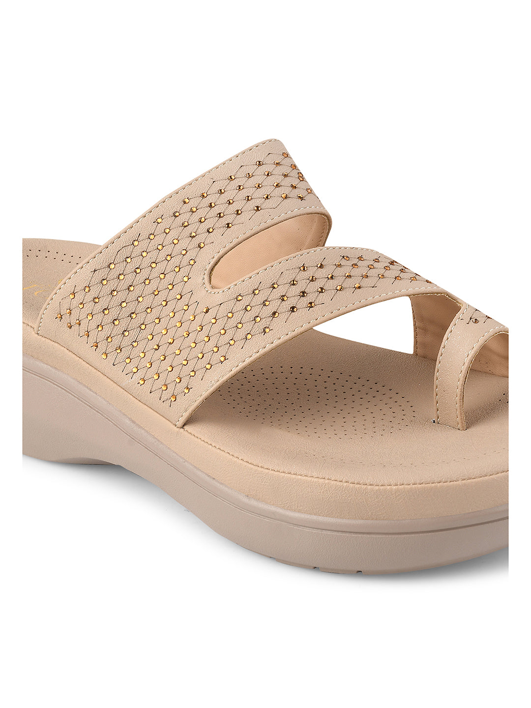 Embellished Open Toe Comfort Heel