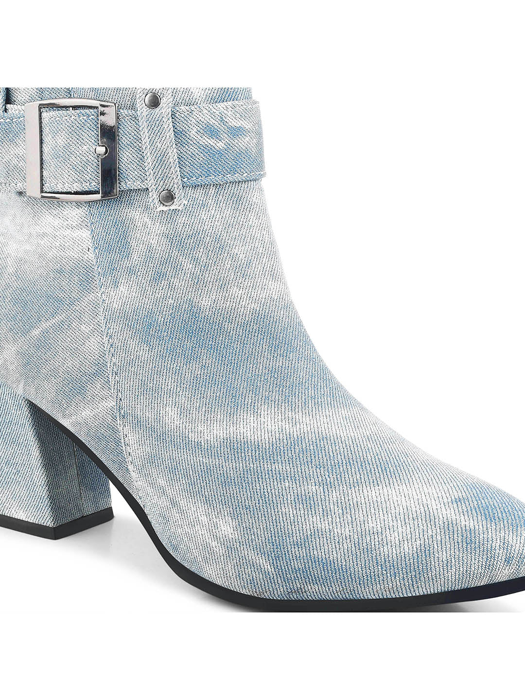 Denim Block Heel Casual Boots
