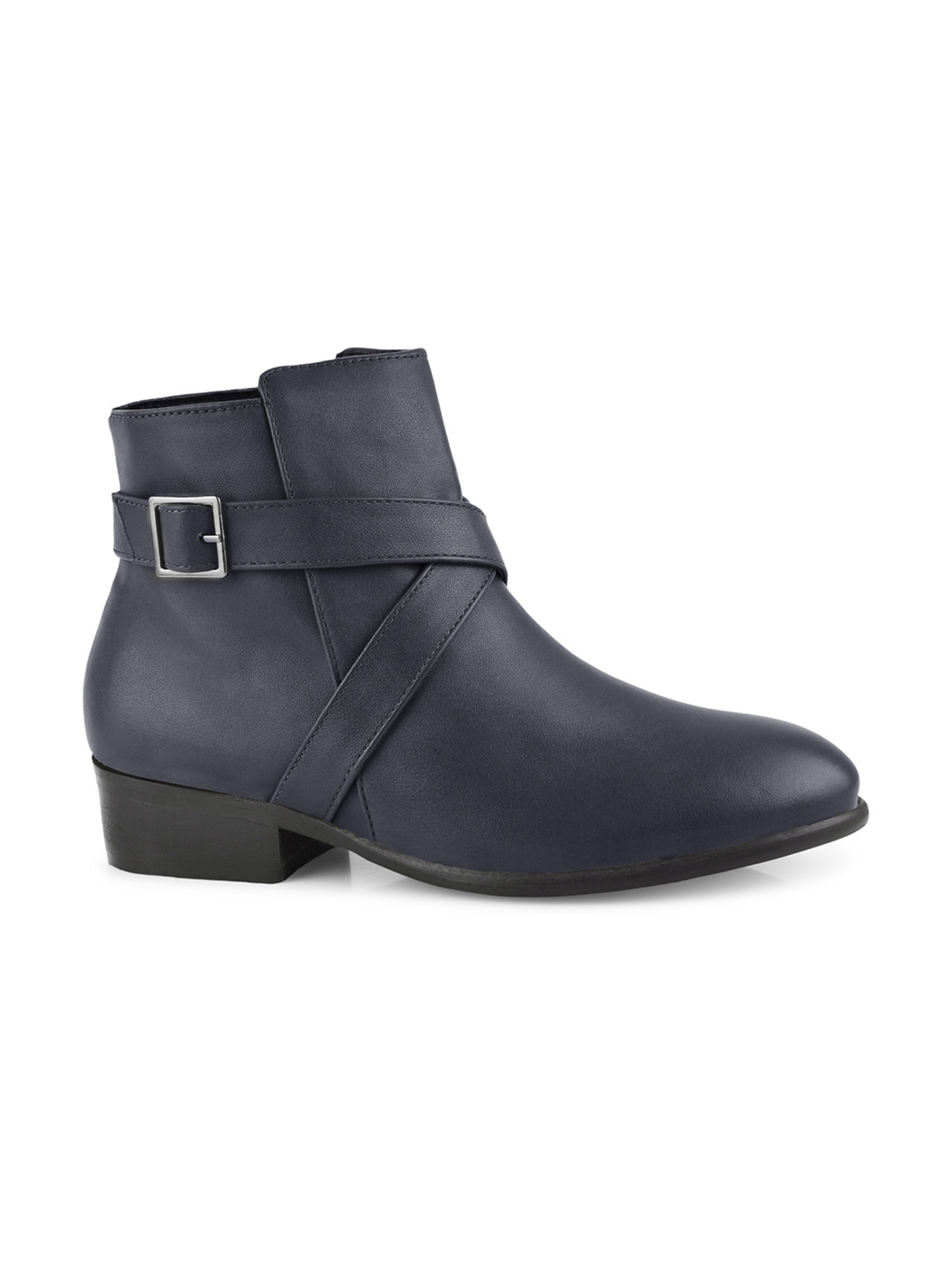 Women Heeled Buckle Detail Mid-Top Regular Boots
