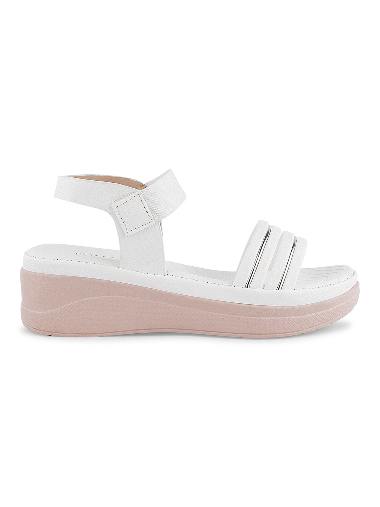 Women Textured White Comfort Sandals