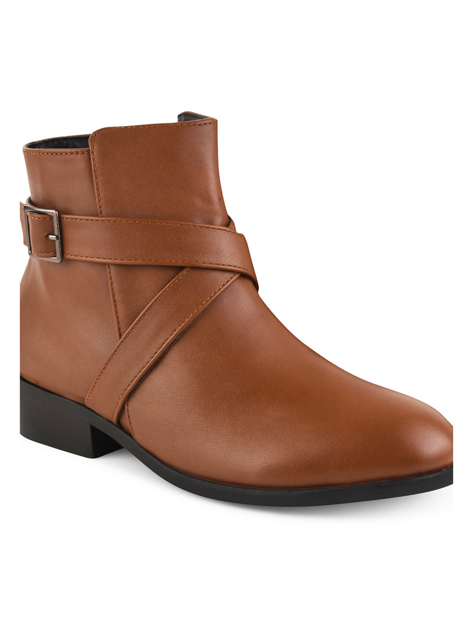Women Heeled Buckle Detail Mid-Top Regular Boots