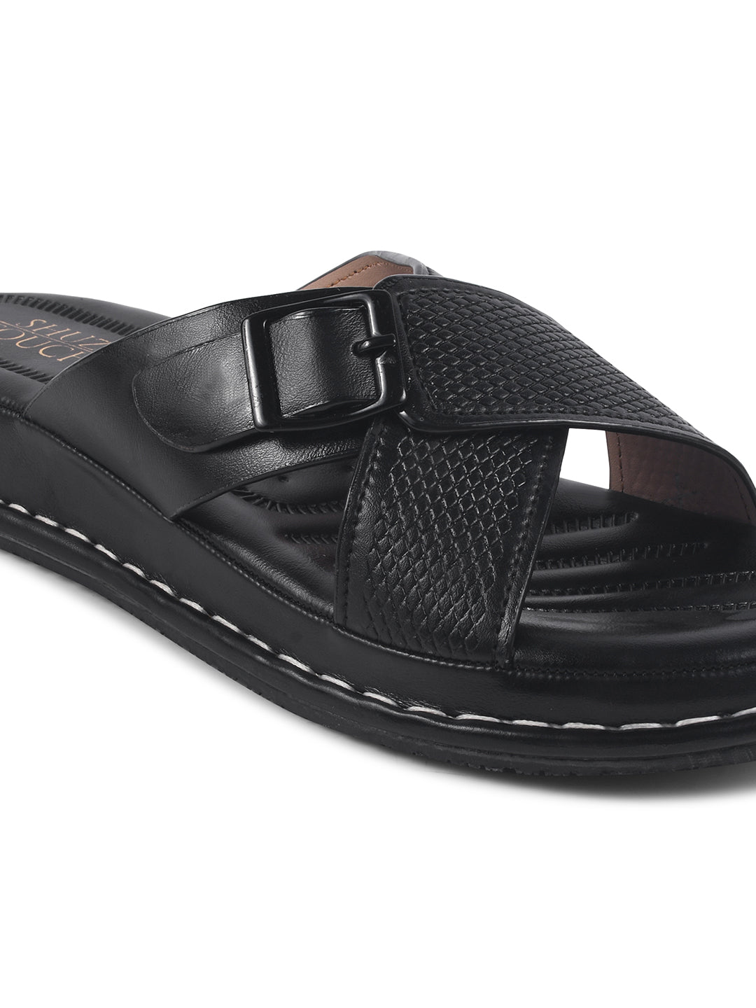 Women Black Slip On Wedge Sandals