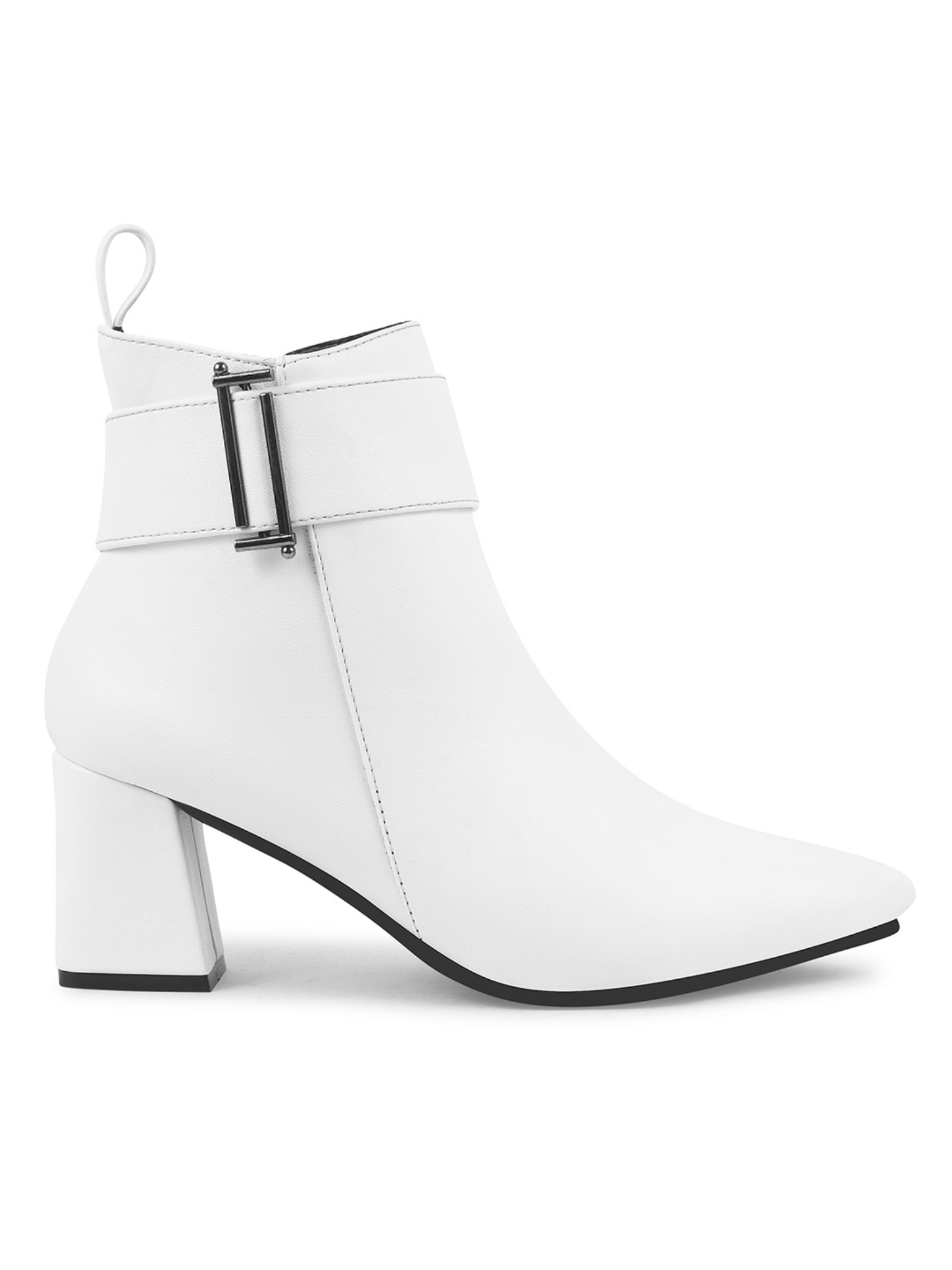 Women White Ankle Length heeled Boots