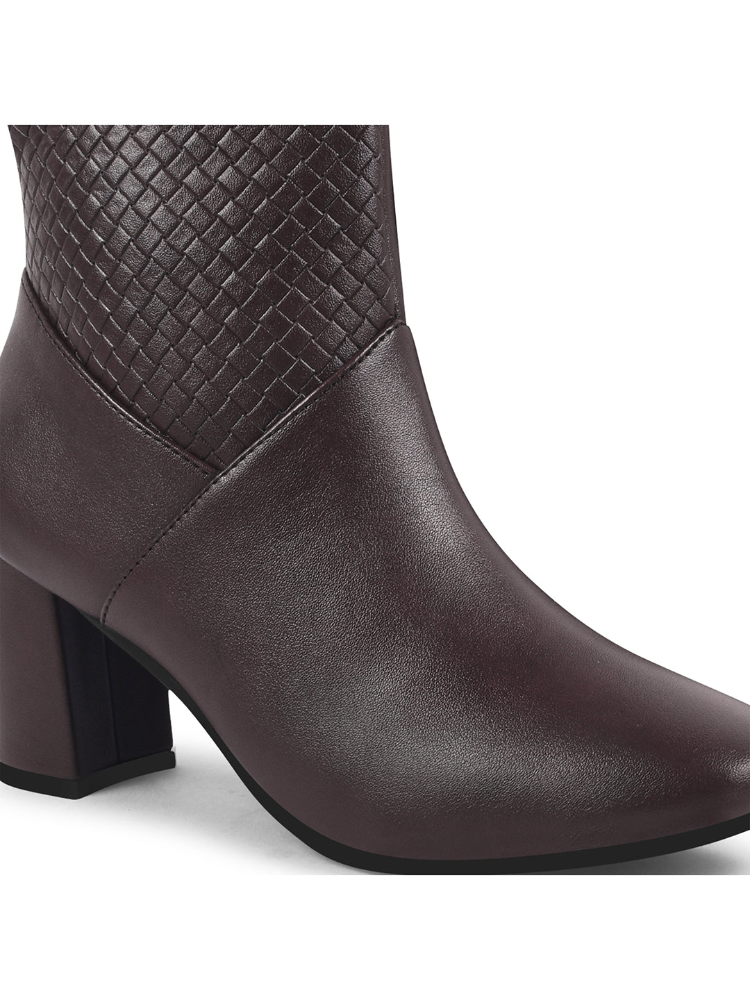 Textured Mid-Length Heel Boots