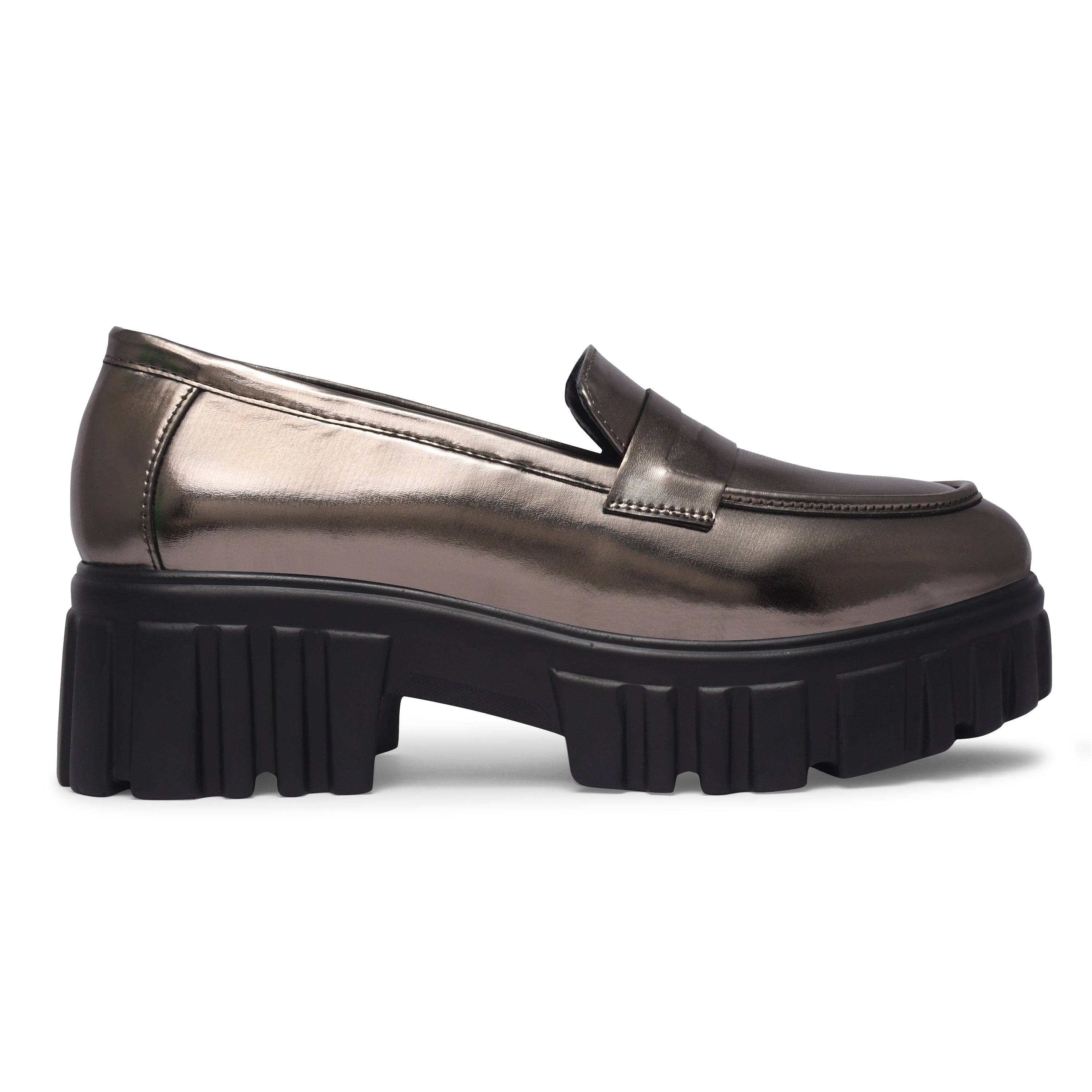 Women Round Toe Comfort Insole Lightweight Heeled Loafers