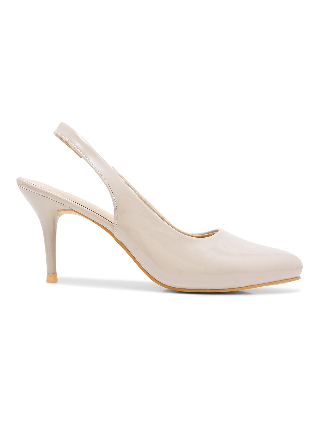 Beige Slingback Stiletto Heels