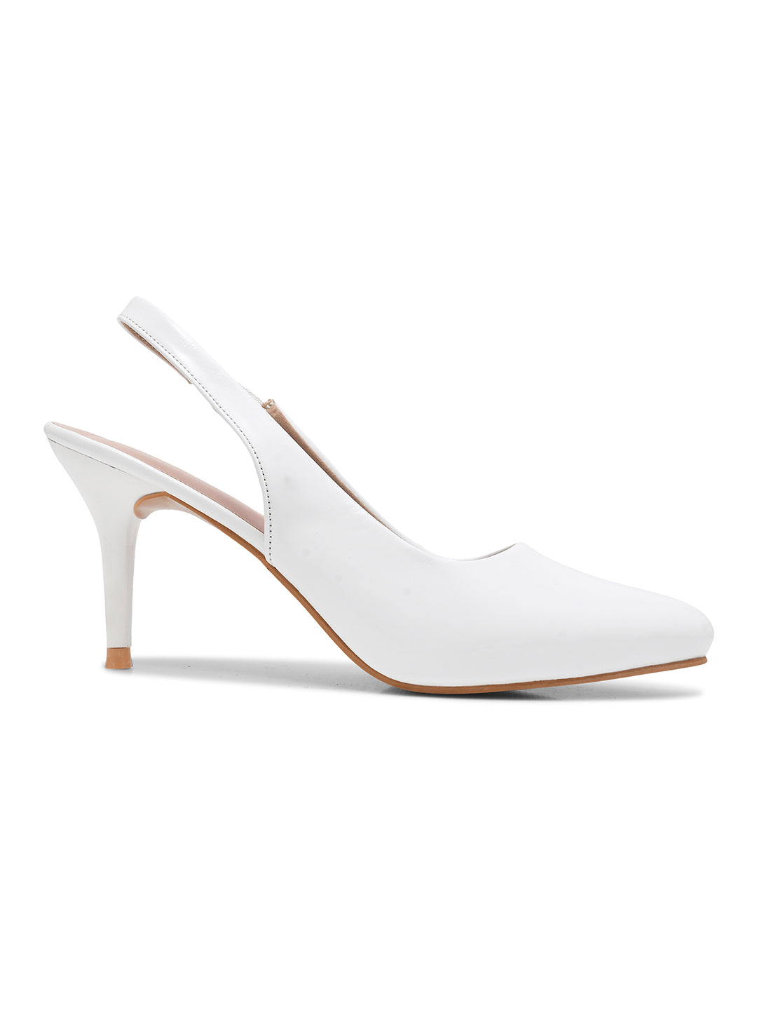 White Slingback Stiletto Heels