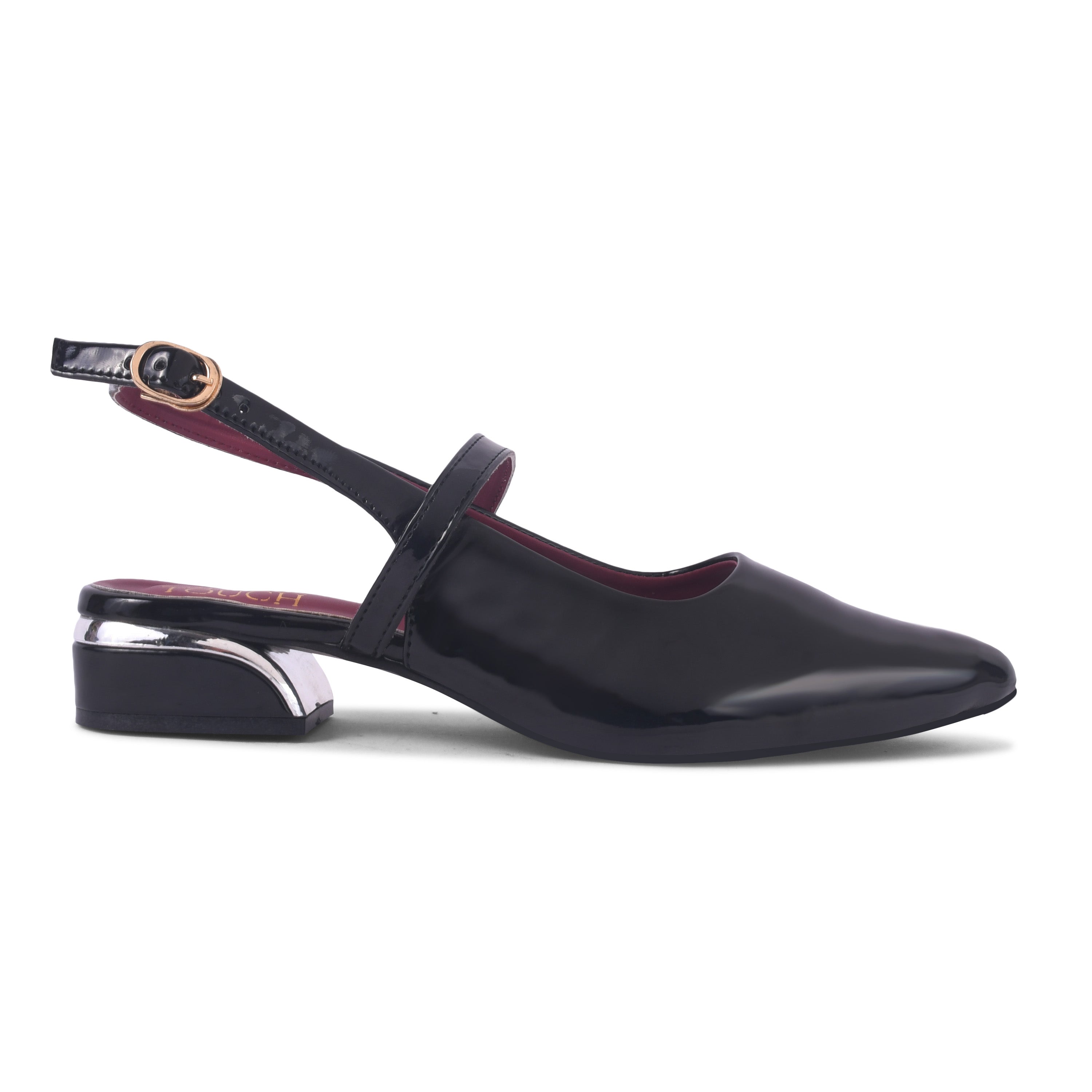Women Solid Pointed Toe Buckle Mules
