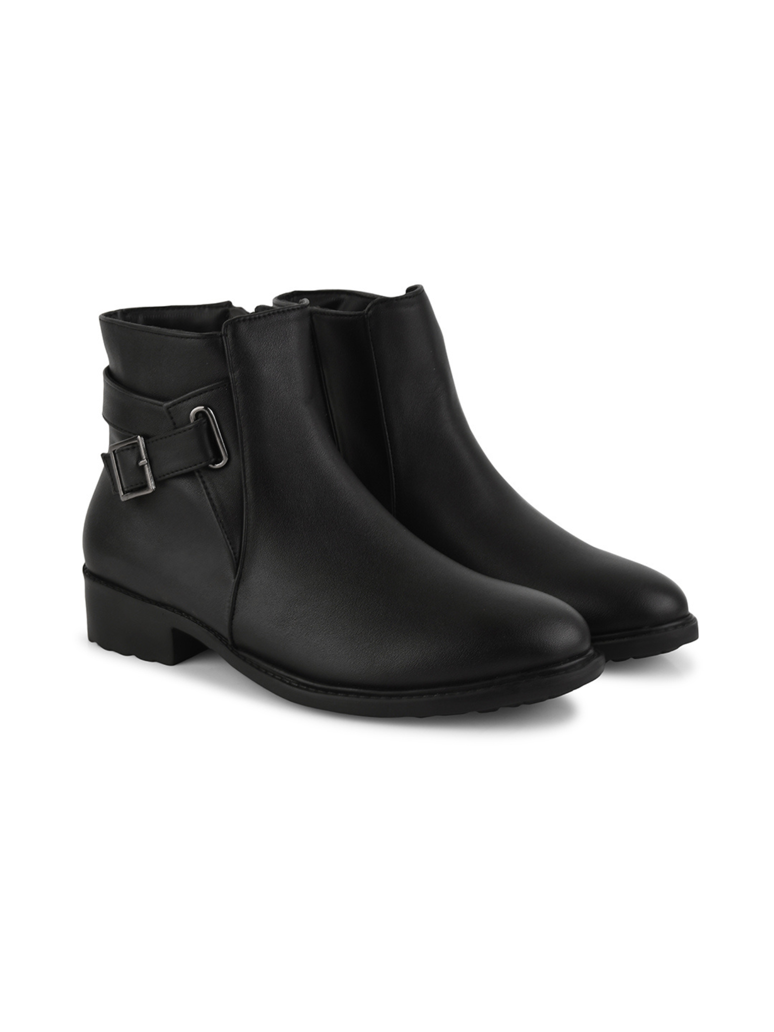 Women Buckled Block-Heeled Regular Boots