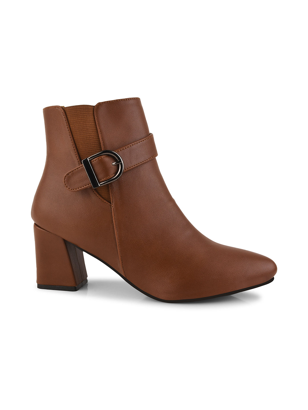 Women Pointed-Toe Block-Heeled Zip-Up Boots