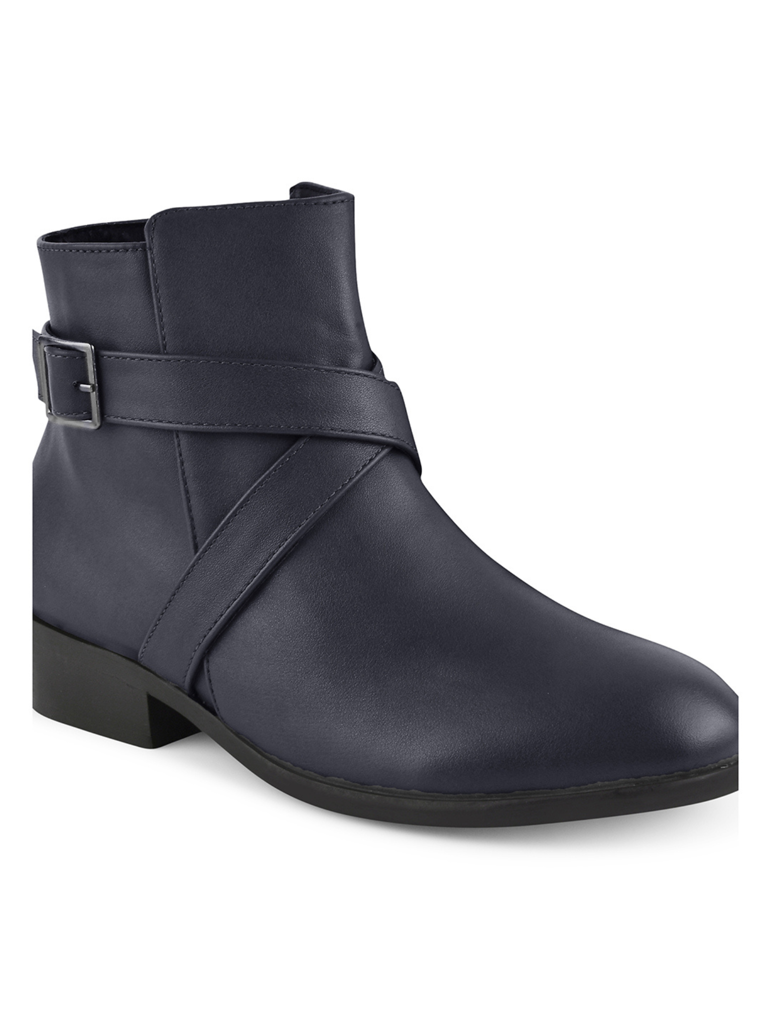 Women Heeled Buckle Detail Mid-Top Regular Boots