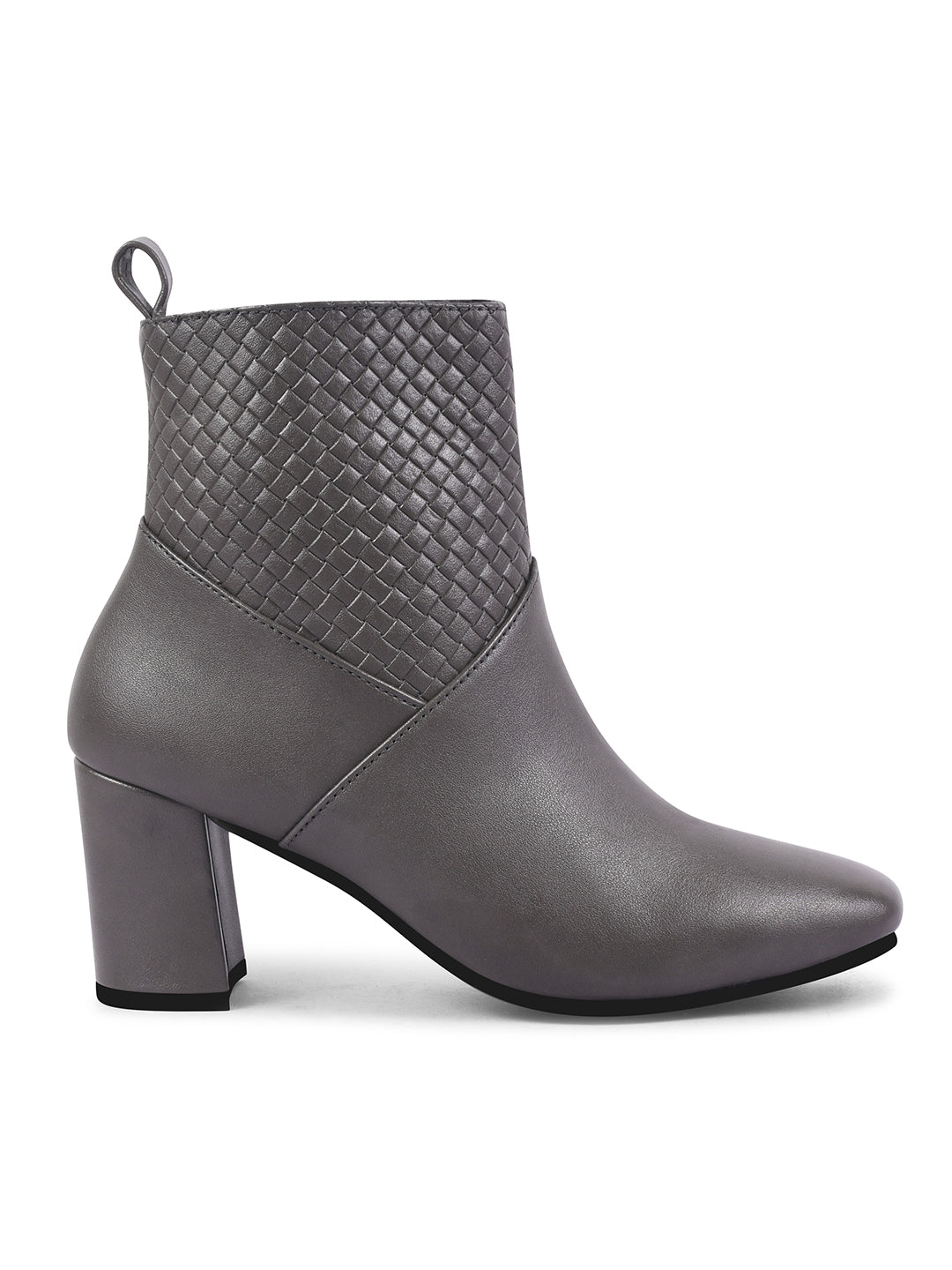 Textured Mid-Length Heel Boots