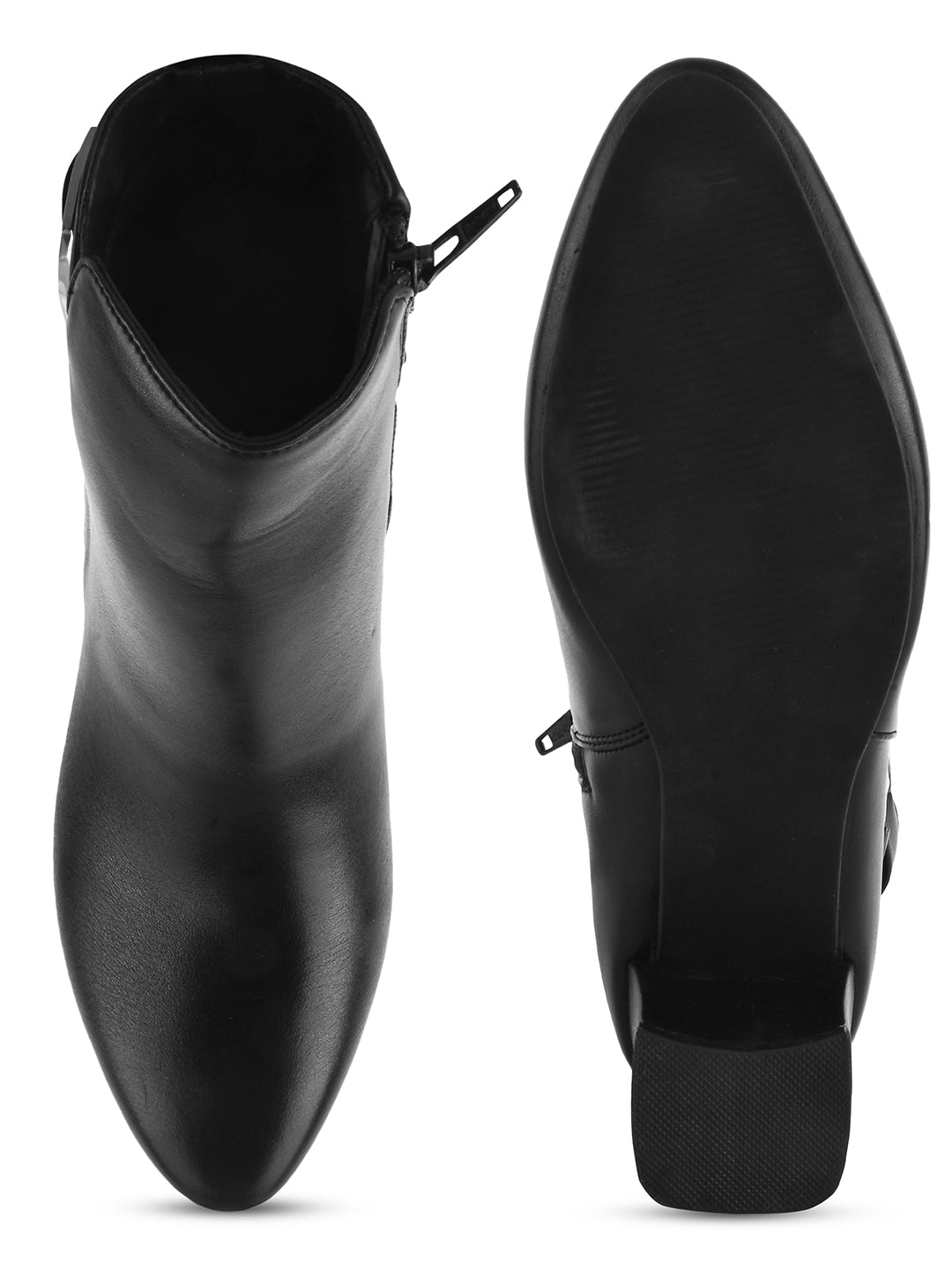 Black Ankle Length Block Heel Boots