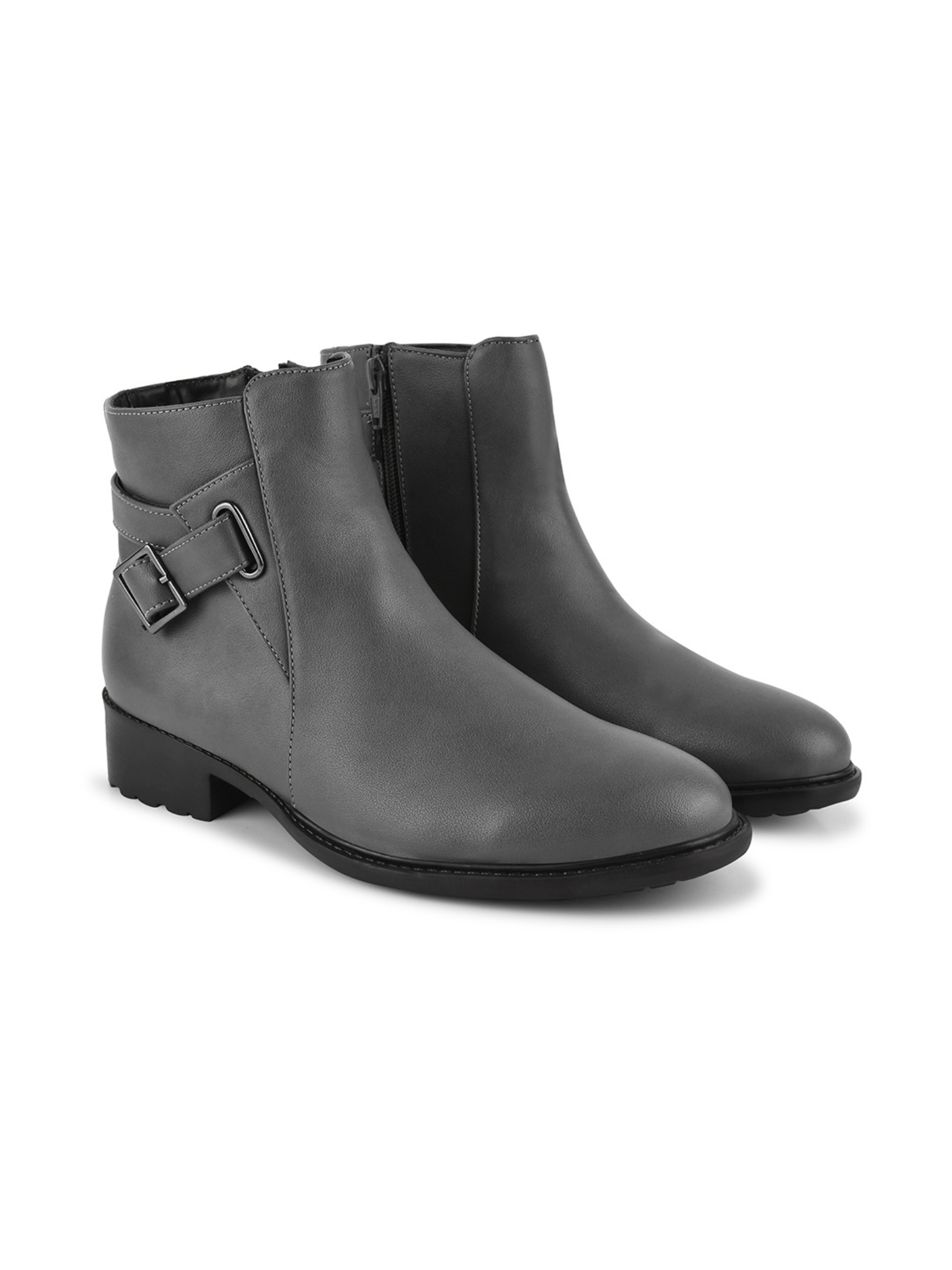 Women Buckled Block-Heeled Regular Boots