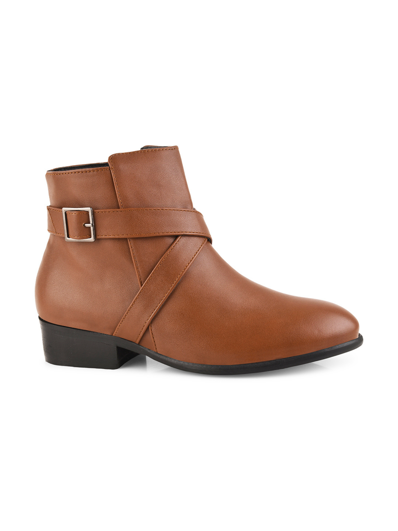 Women Heeled Buckle Detail Mid-Top Regular Boots