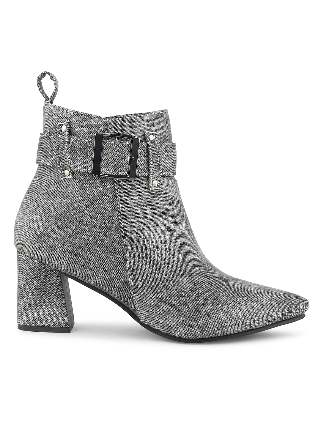 Denim Block Heel Casual Boots
