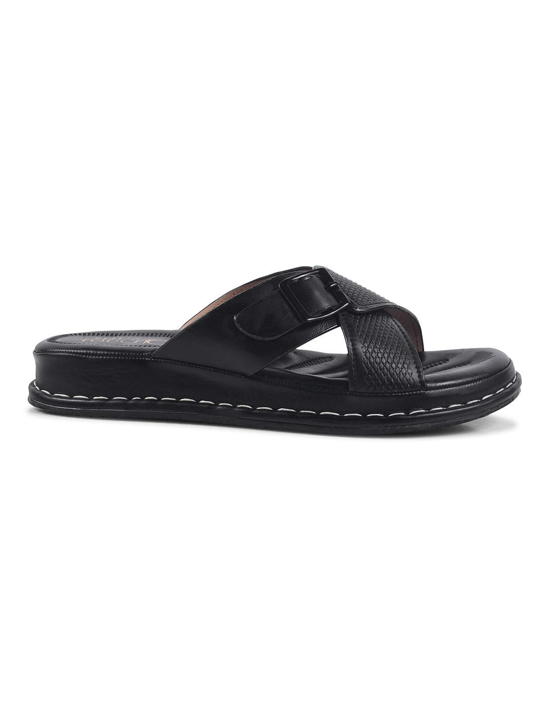 Women Black Slip On Wedge Sandals