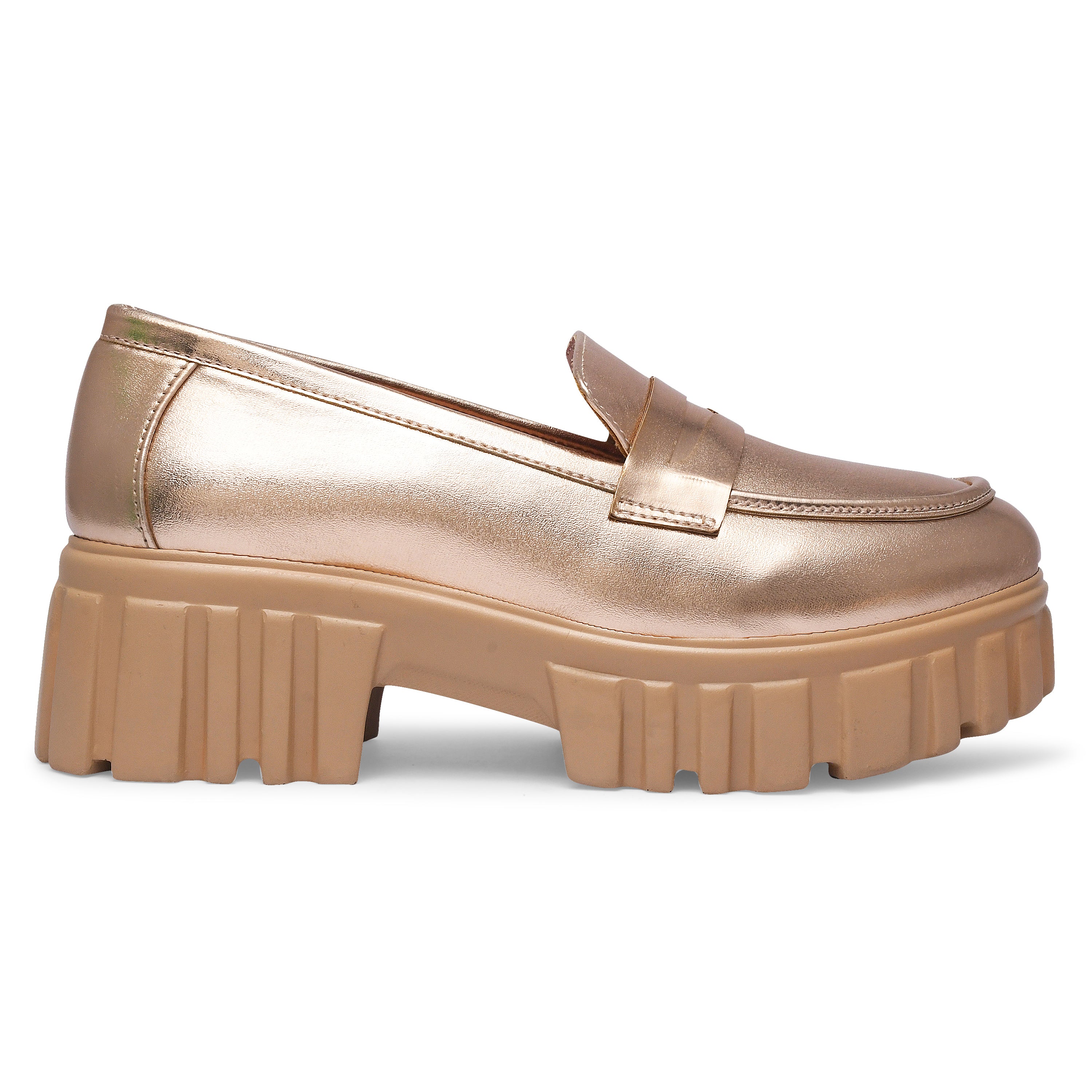 Women Round Toe Comfort Insole Lightweight Heeled Loafers