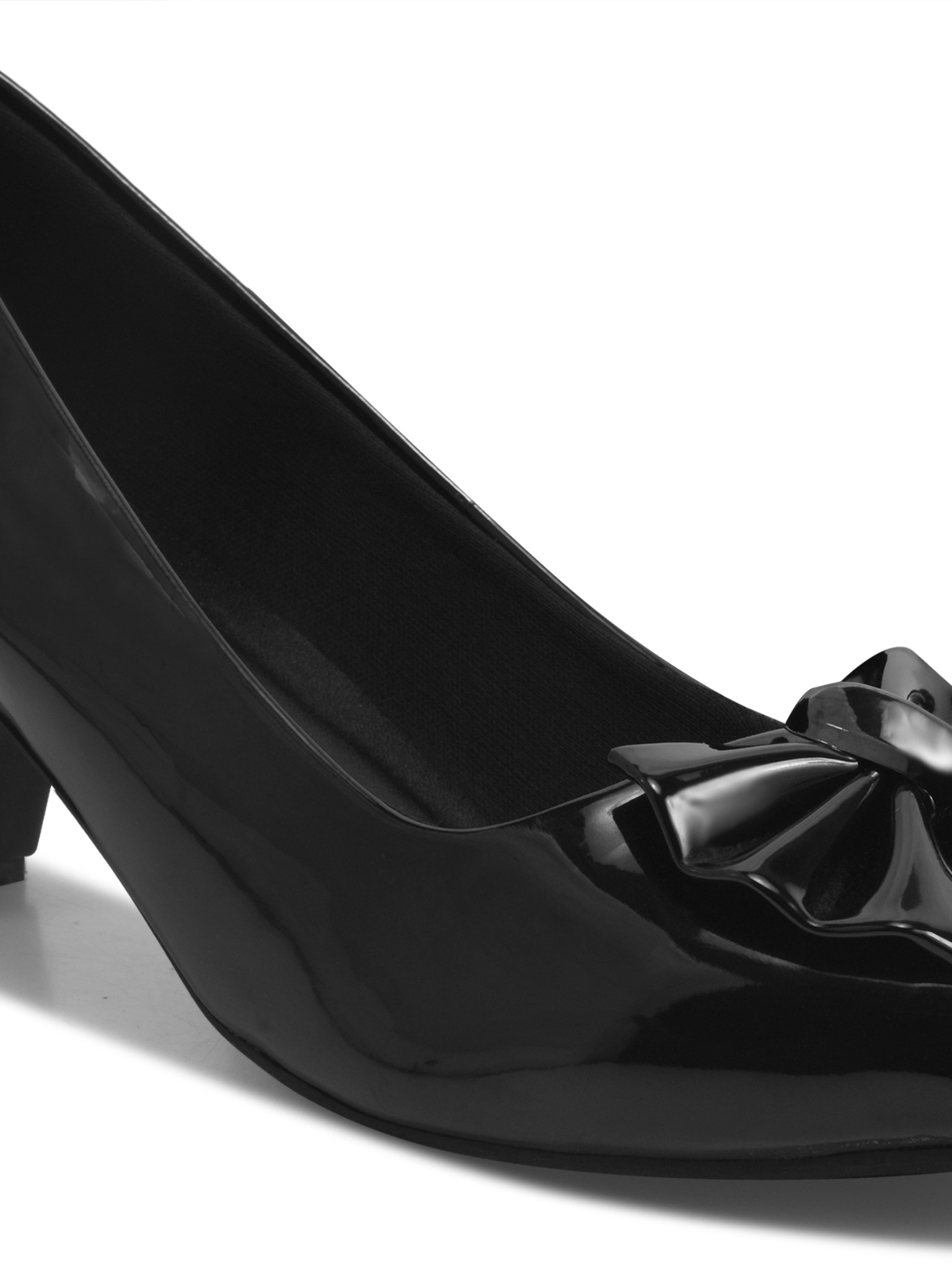 Women Block Heel Black Embellished Pumps Heels