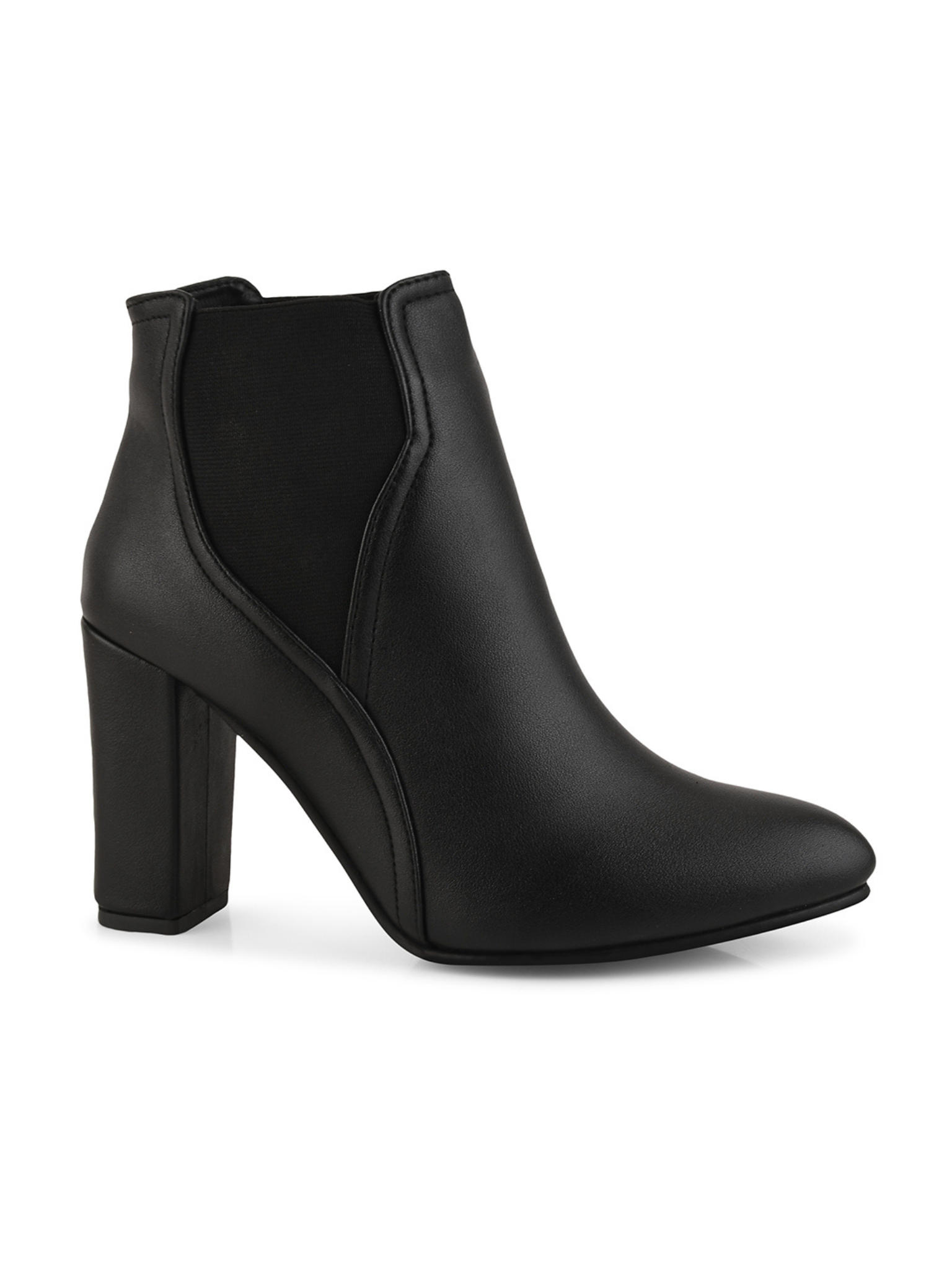 Women Mid Top Block Heel Party Pointed Toe Chelsea Boots
