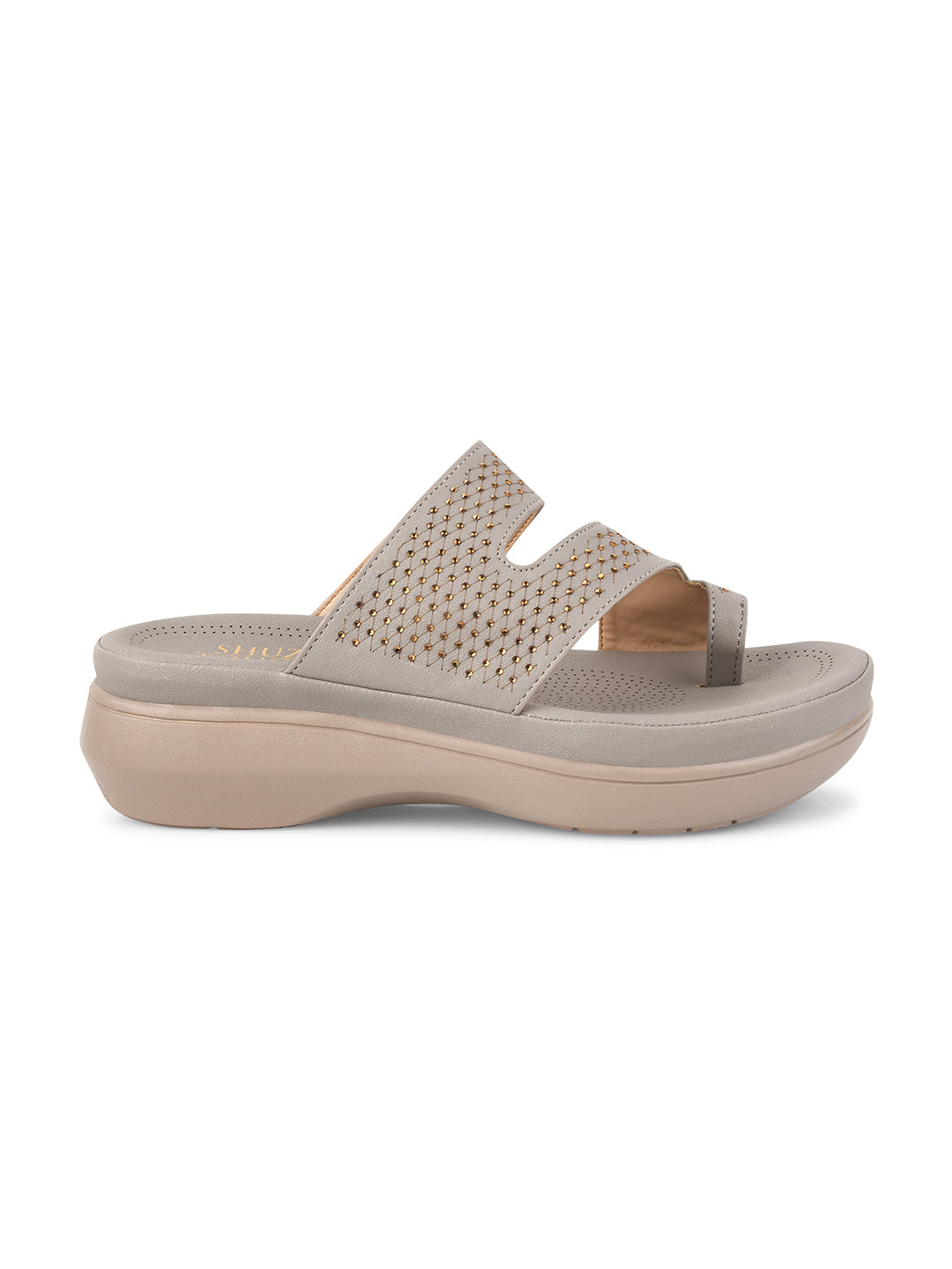 Embellished Open Toe Comfort Heel