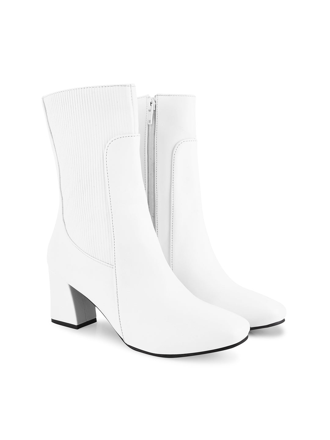 Women Square Toe Mid Top Block Heel Regular Boots
