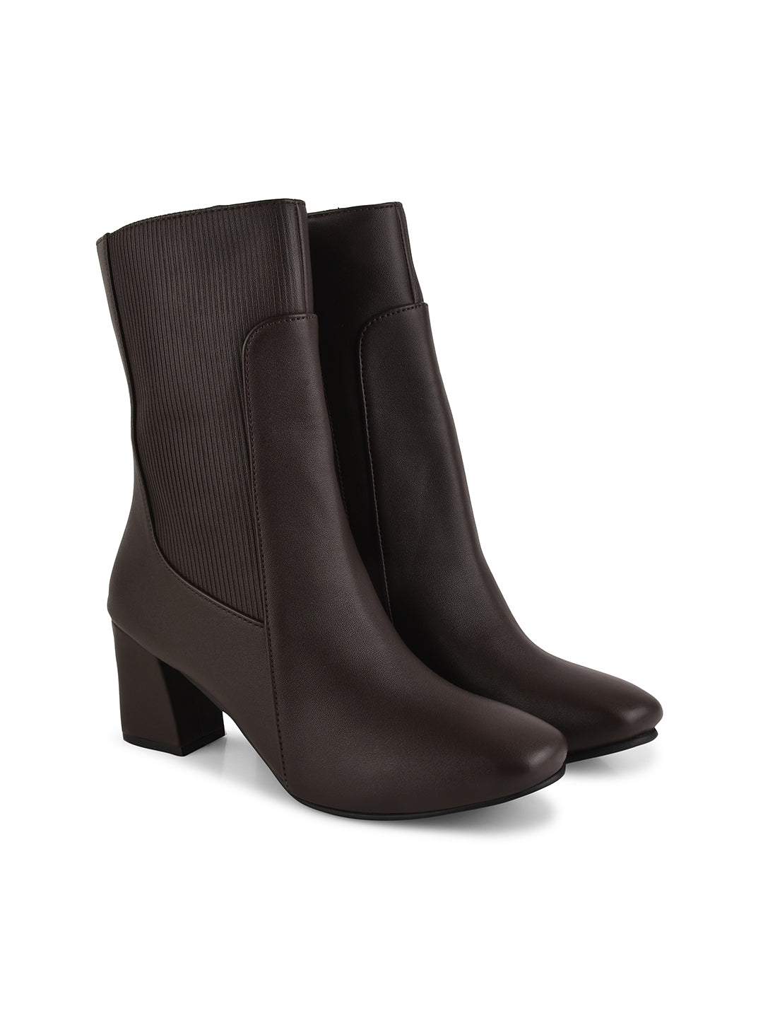 Women Square Toe Mid Top Block Heel Regular Boots