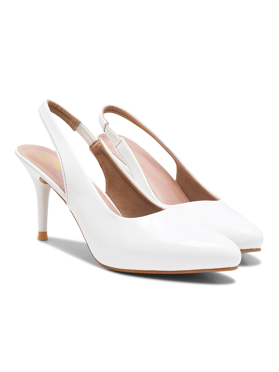 White Slingback Stiletto Heels