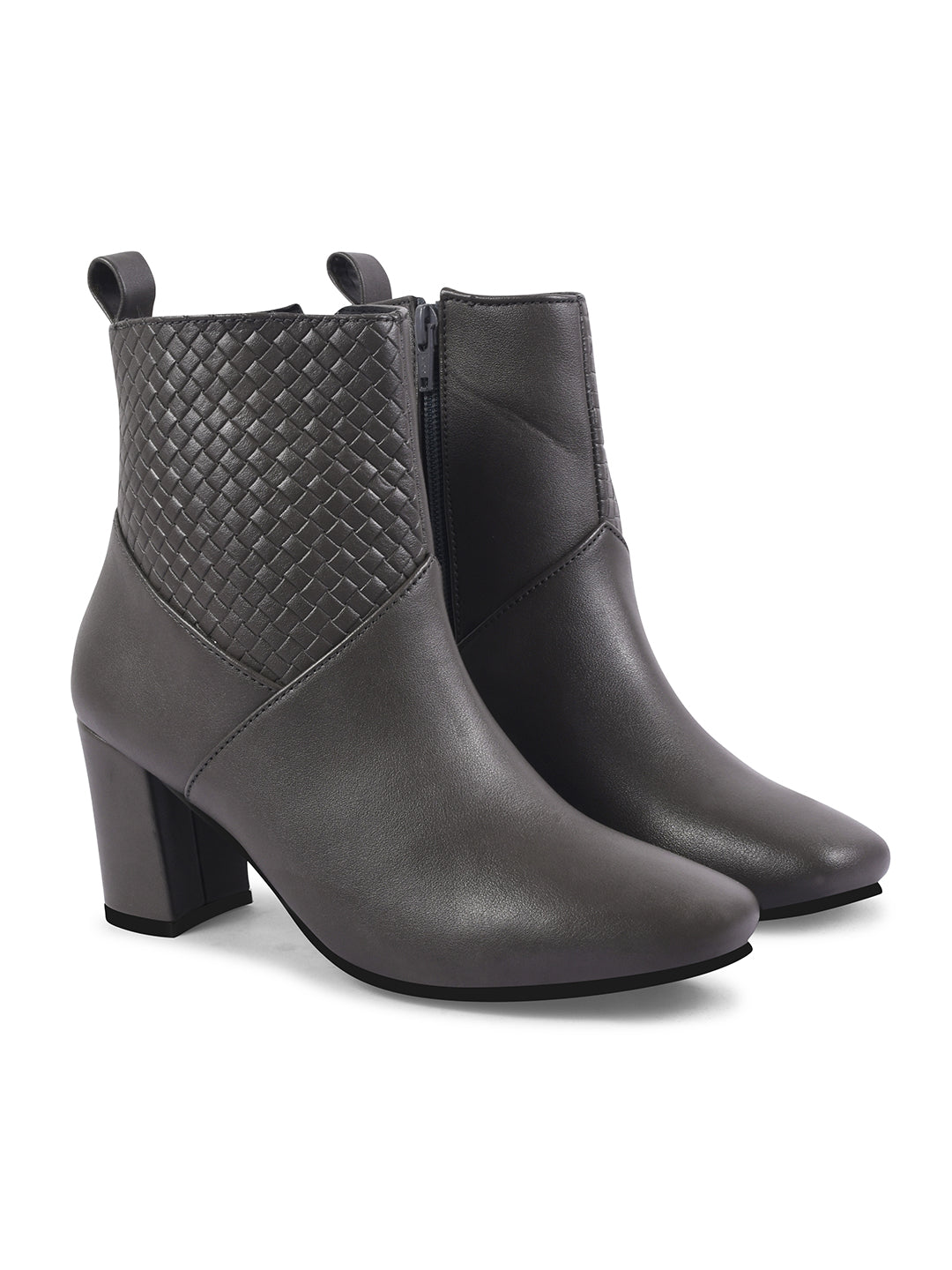 Textured Mid-Length Heel Boots